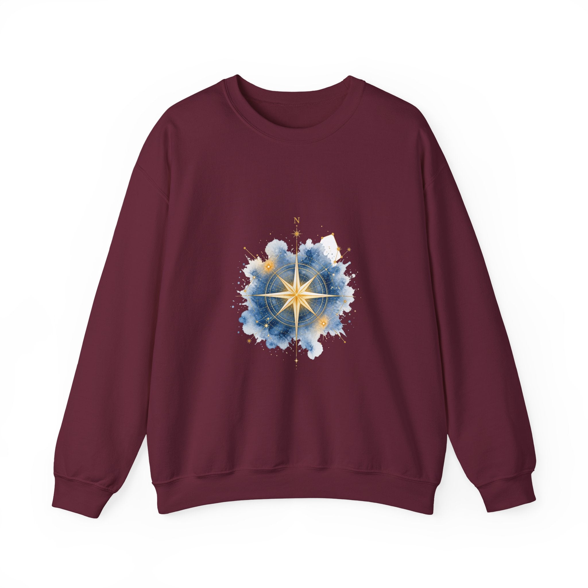 Matching Couple Sweatshirt - Shooting Star & North Star Matching Couple Comfort Colors Crew Watercolor Art His Hers Birthday Gift - Design B
