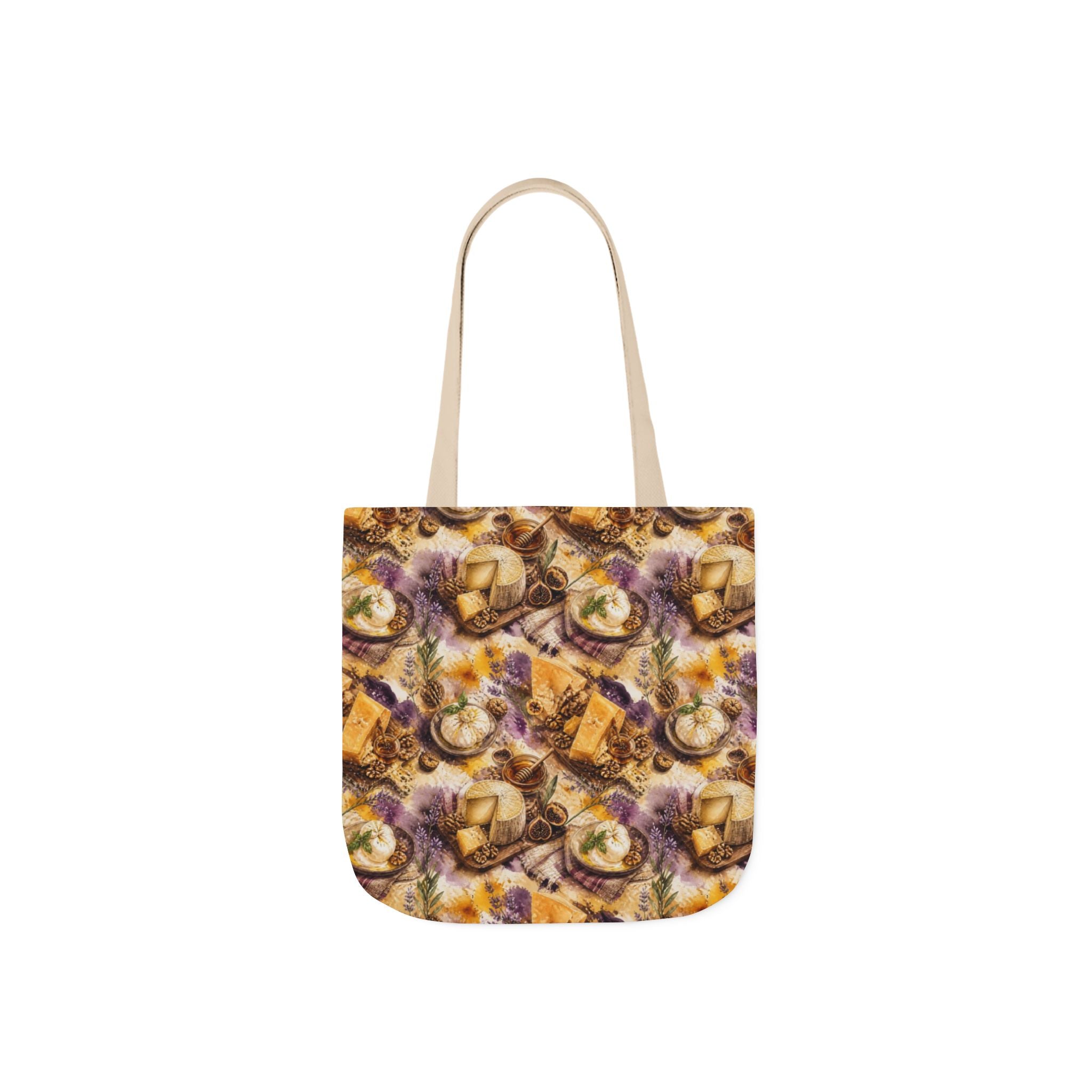 Italian Cheese Board Canvas Tote Bag Mediterranean Kitchen Watercolor Splash Design Italian Cottagecore Gift