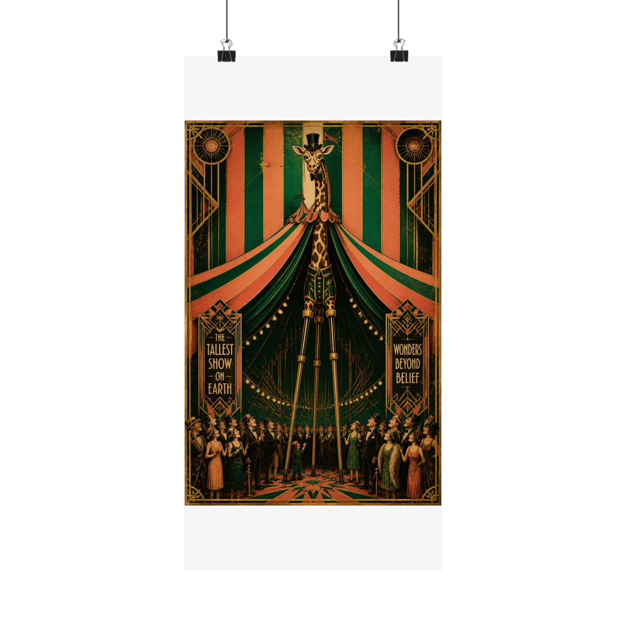 Giraffe on Stilts Wall Art Poster 24×36 Art Deco Bar Area Decor Maximalist Print