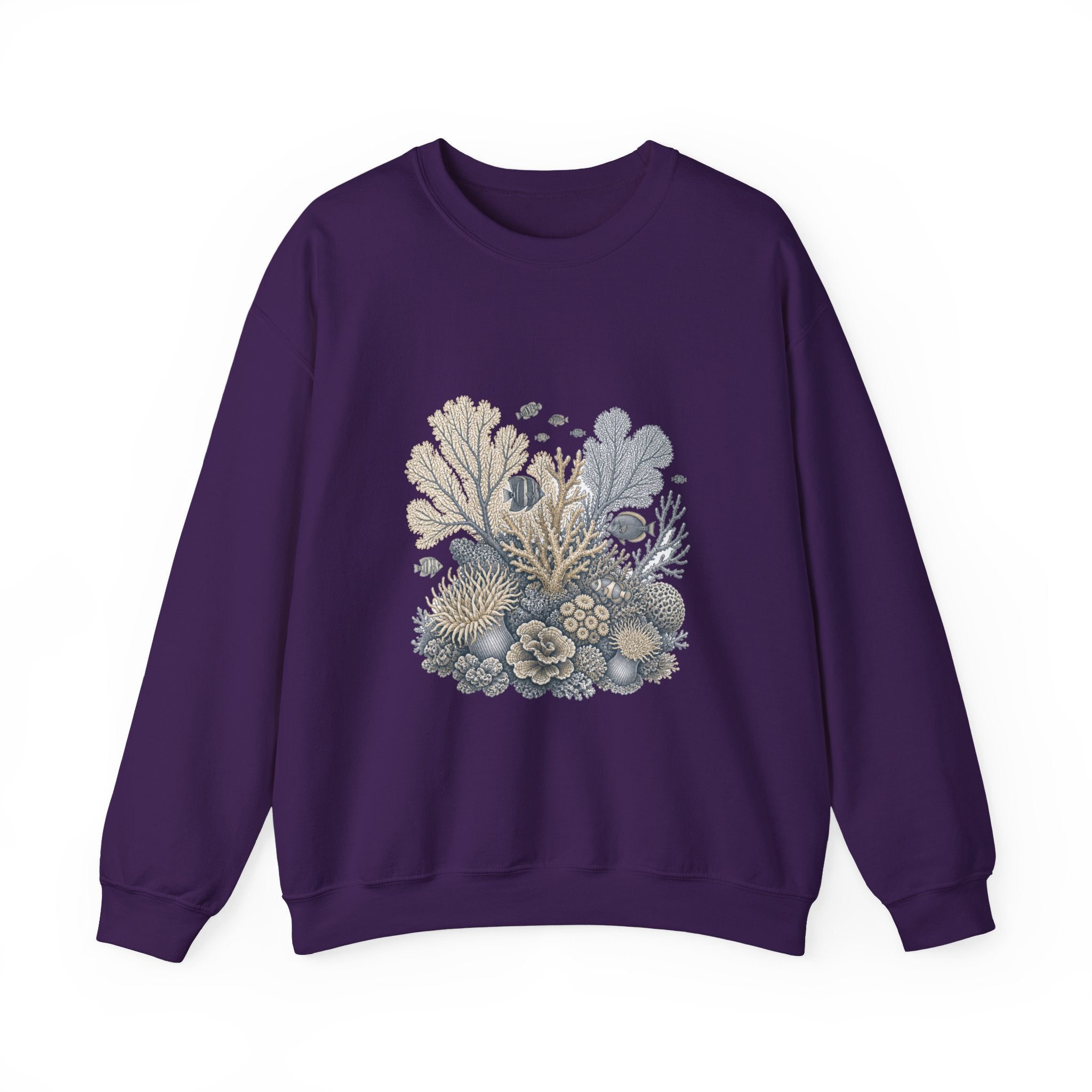 Matching Couple Sweatshirt - Coral Reef & Deep Sea Matching Couple Premium Fleece Sweatshirt Vintage Art His Hers Honeymoon Gift - Design A