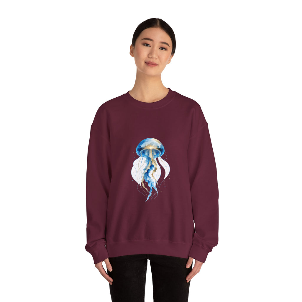 Matching Couple Sweatshirt - Octopus & Jellyfish Matching Couple Premium Fleece Sweatshirt Geometric Art His Hers Love Gift - Design B