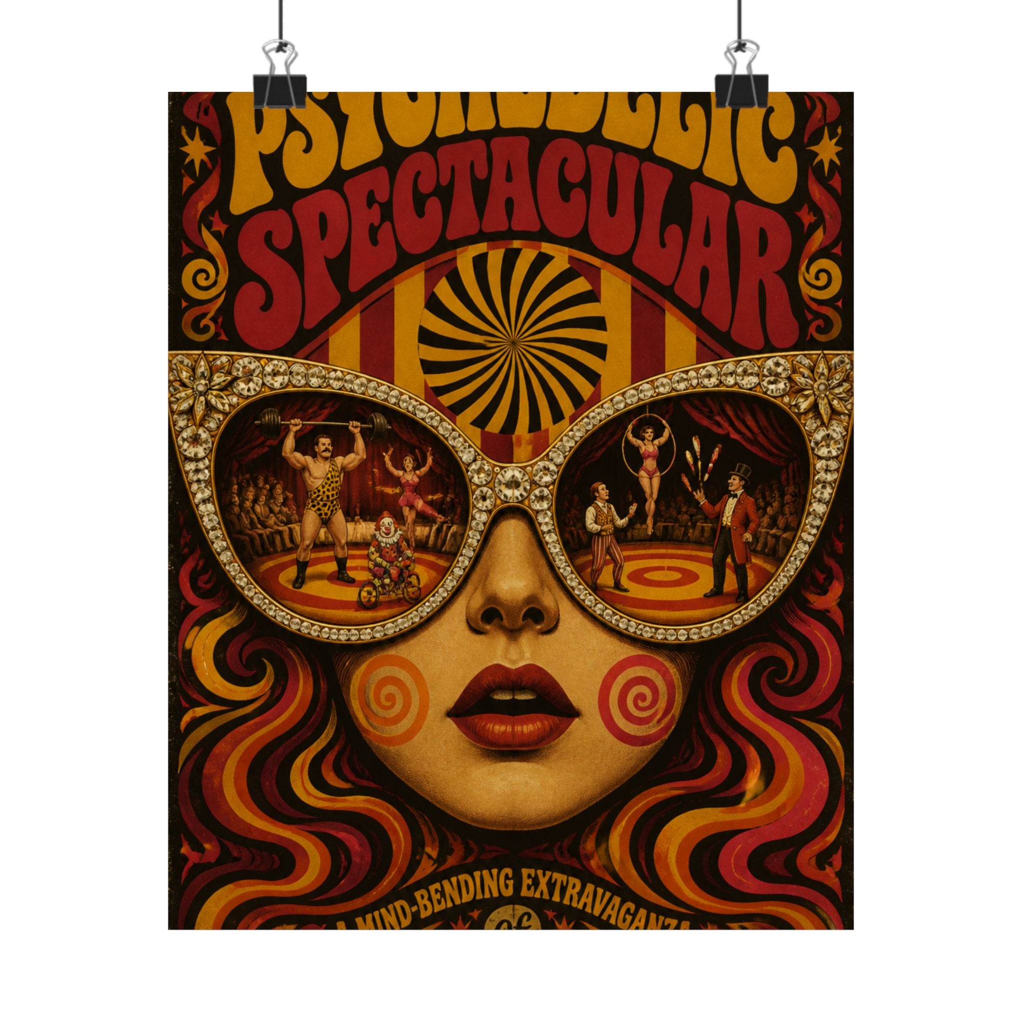 Sunglasses Circus Ring Wall Art Poster 18×24 Psychedelic Cafe Decor Maximalist Print