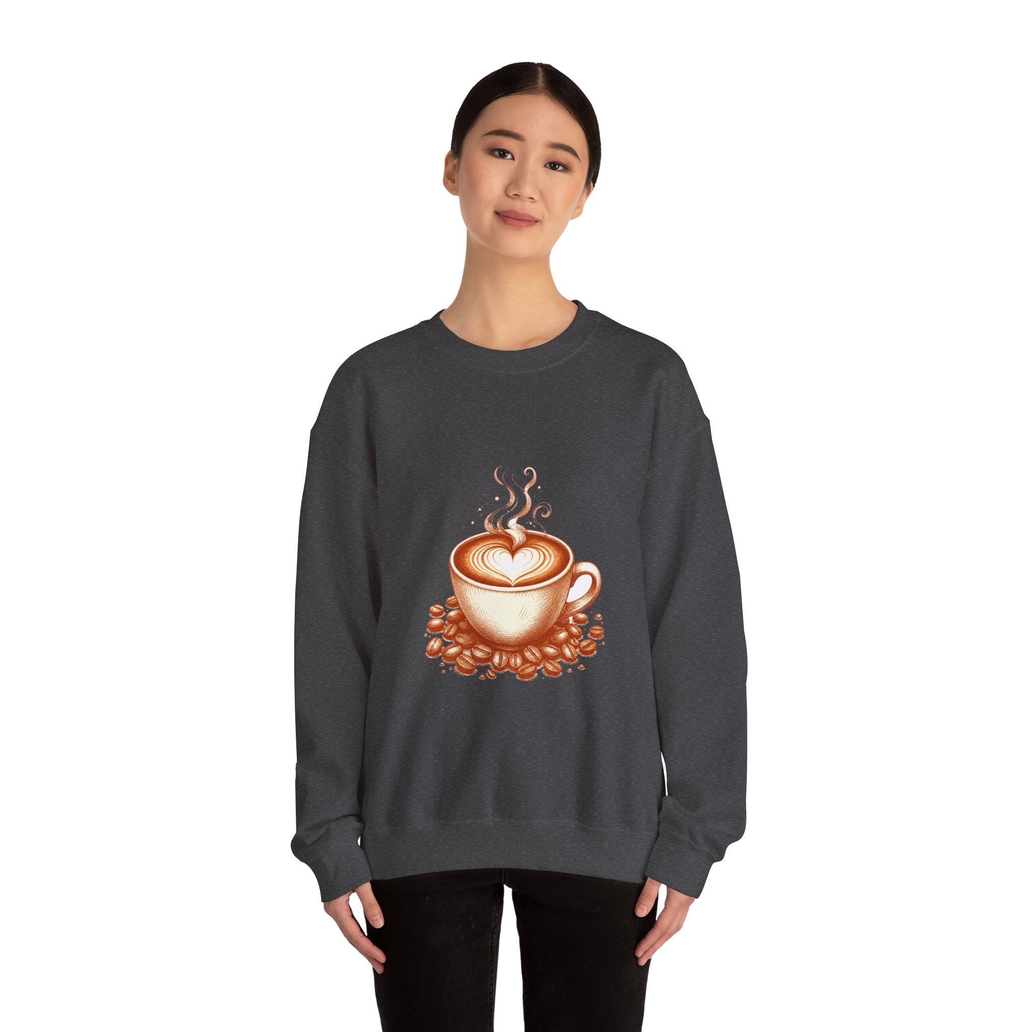 Matching Couple Sweatshirt - Coffee & Tea Matching Couple Crewneck Sweatshirt Hand-Drawn Art His Hers Best Friend Gift - Design A