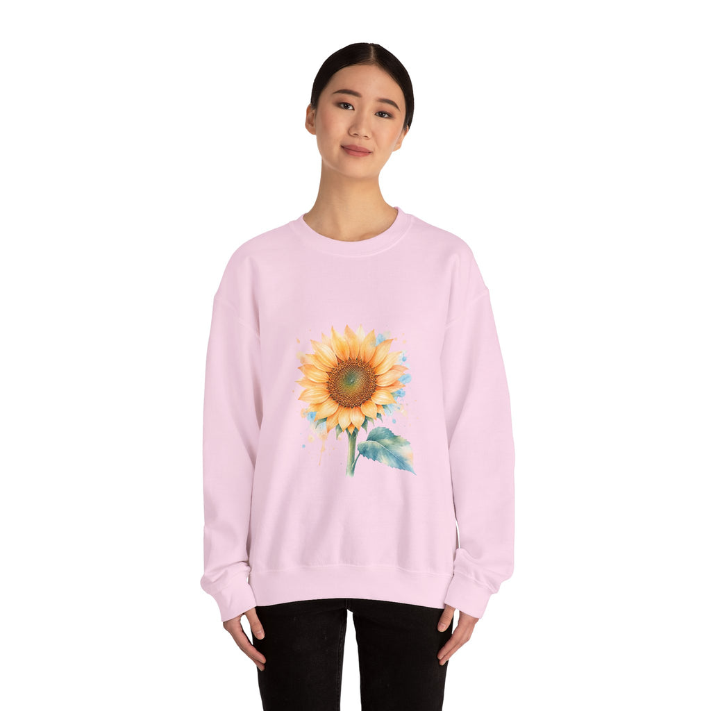 Matching Couple Sweatshirt - Sunflower & Moonflower Matching Couple Crewneck Sweatshirt Watercolor Art His Hers Engagement Gift - Design A