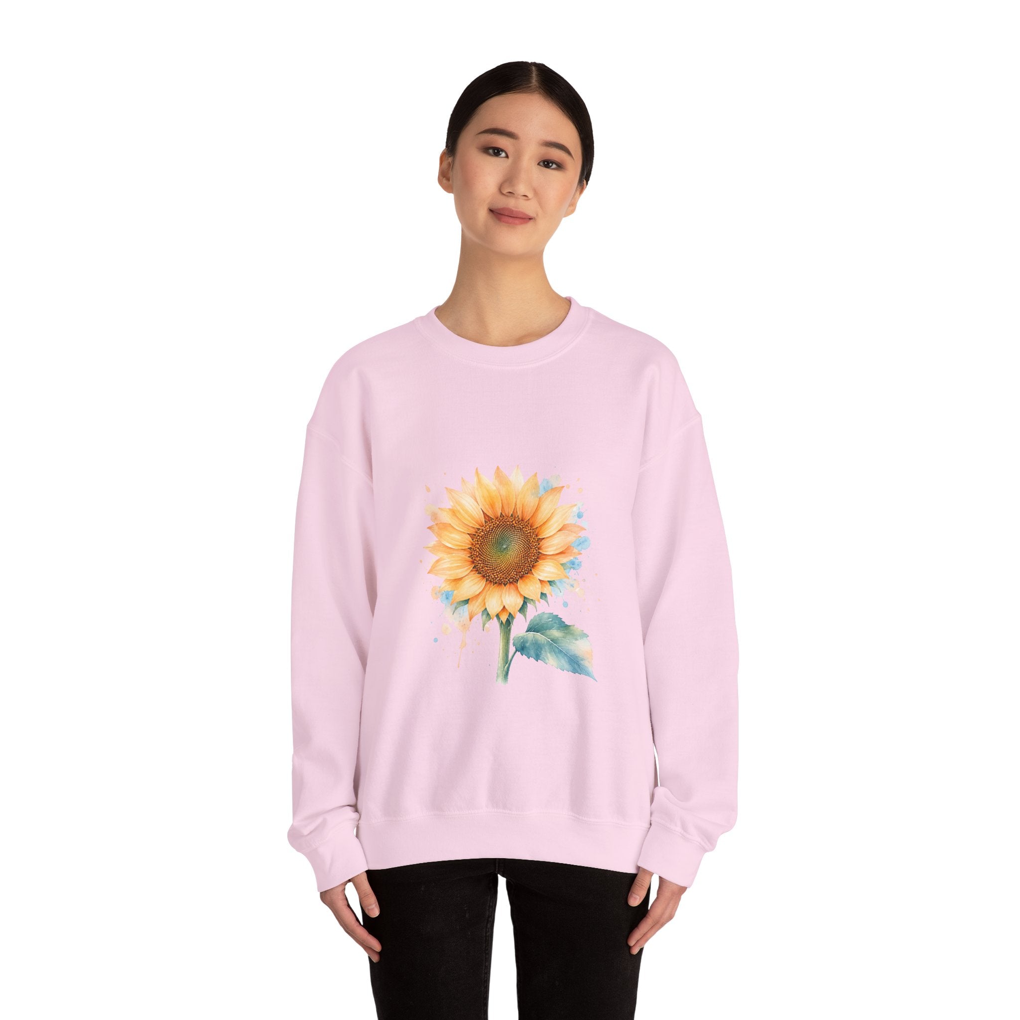 Matching Couple Sweatshirt - Sunflower & Moonflower Matching Couple Crewneck Sweatshirt Watercolor Art His Hers Engagement Gift - Design A