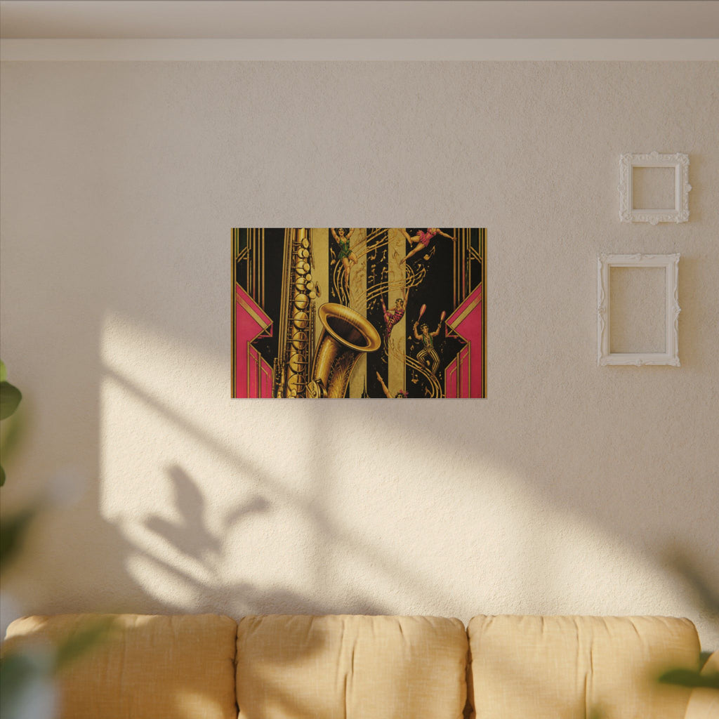 Saxophone Music Circus Wall Art Canvas 24×36 Art Deco Bar Area Decor Maximalist Print