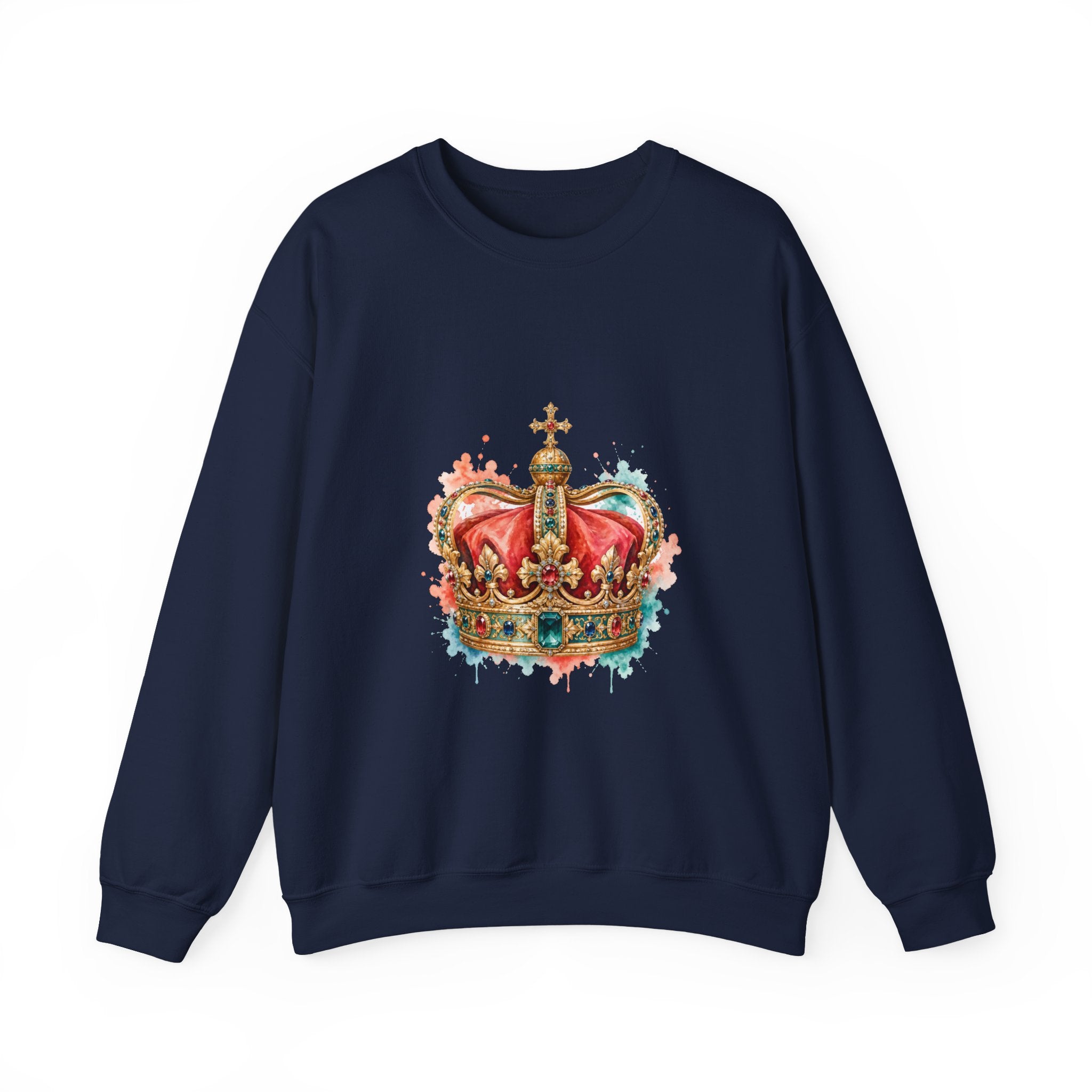 Matching Couple Sweatshirt - Crown & Shield Matching Couple Comfort Colors Crew Watercolor Art His Hers Birthday Gift - Design A