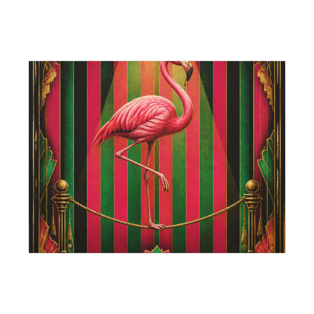 Flamingo Tightrope Wall Art Canvas 24×36 Art Deco Bar Area Decor Maximalist Print