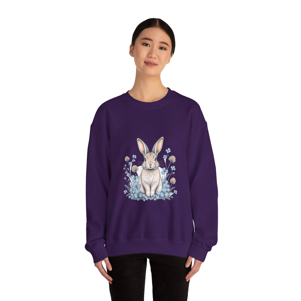 Matching Couple Sweatshirt - Fox & Rabbit Matching Couple Premium Fleece Sweatshirt Hand-Drawn Art His Hers Anniversary Gift - Design B