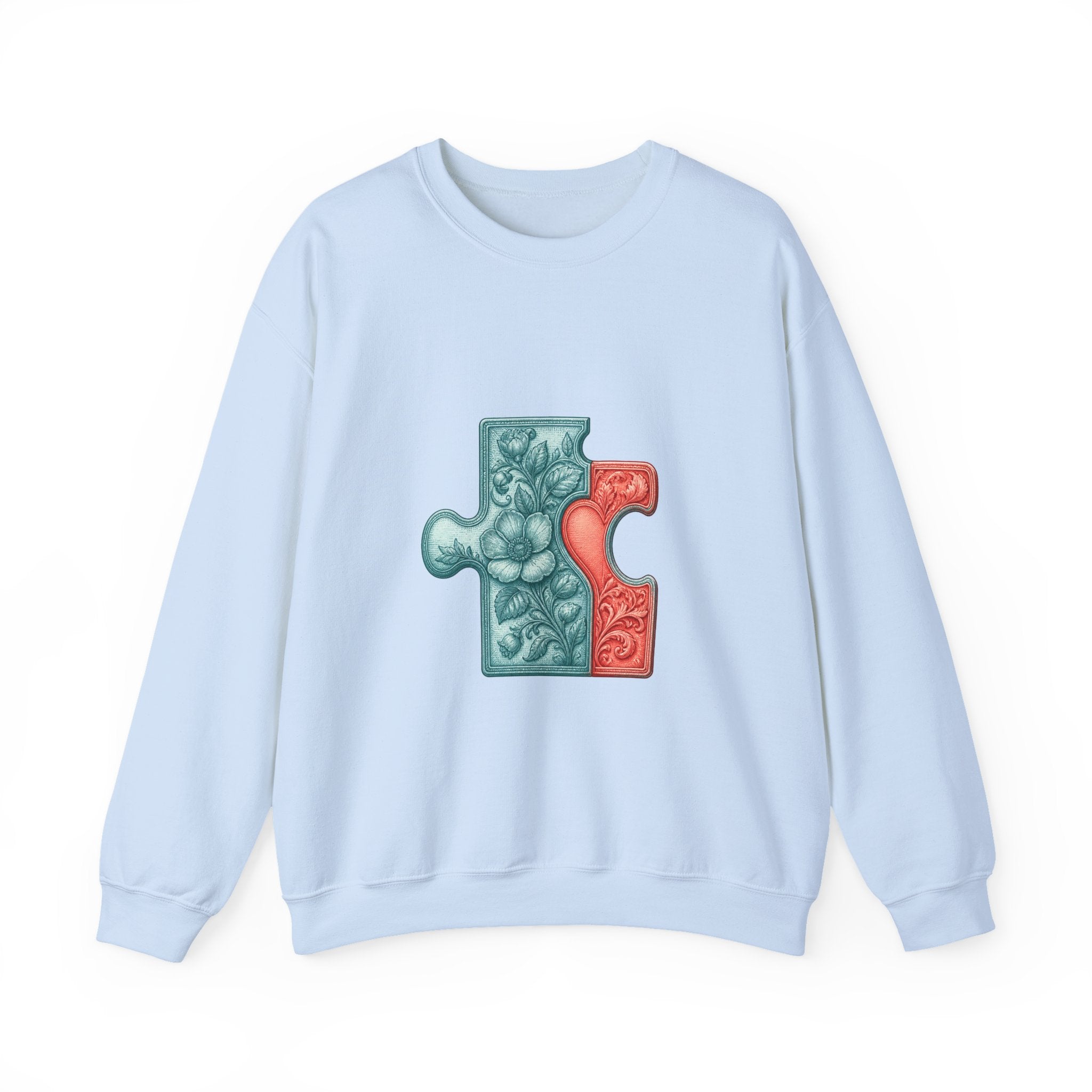 Matching Couple Sweatshirt - Puzzle Pieces Matching Couple Crewneck Sweatshirt Vintage Art His Hers Wedding Gift - Design A