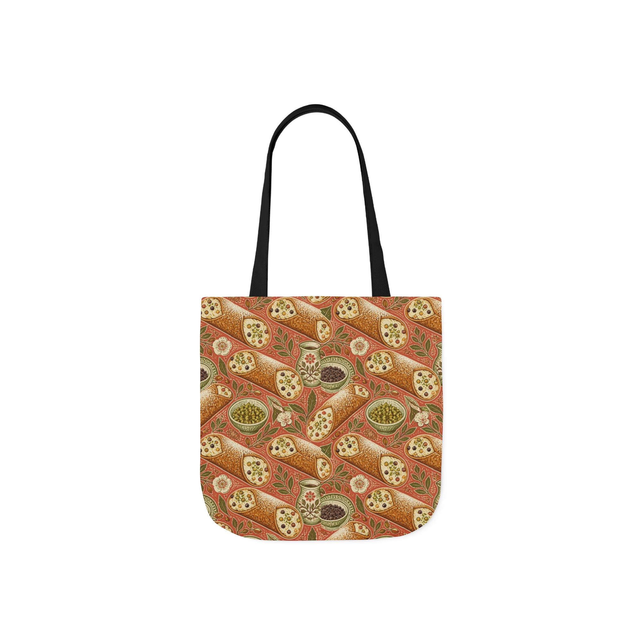 Sicilian Cannoli Canvas Tote Bag Mediterranean Kitchen Linocut Design Italian Cottagecore Gift