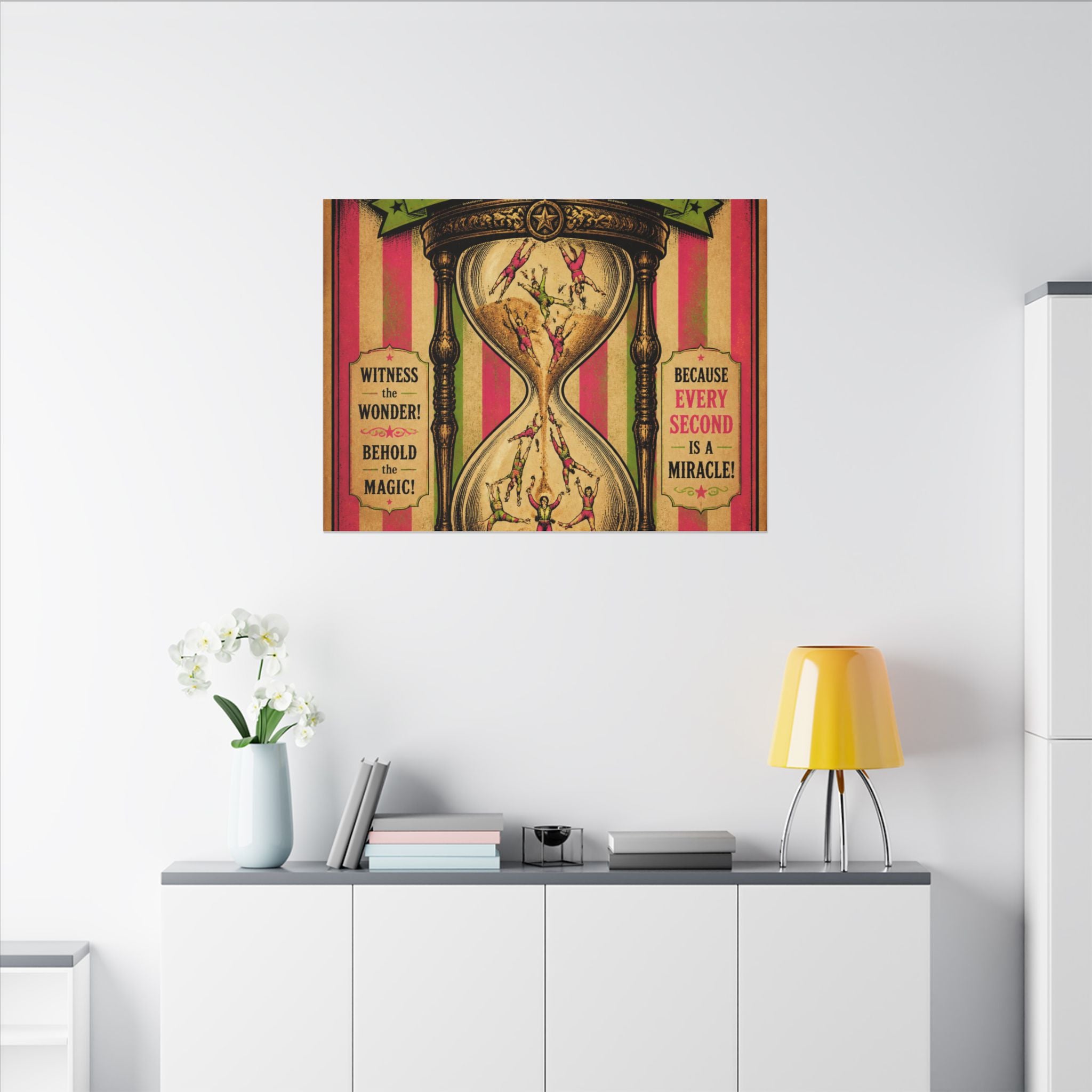Hourglass Acrobats Wall Art Canvas 24×36 Vintage Circus Bedroom Decor Maximalist Print