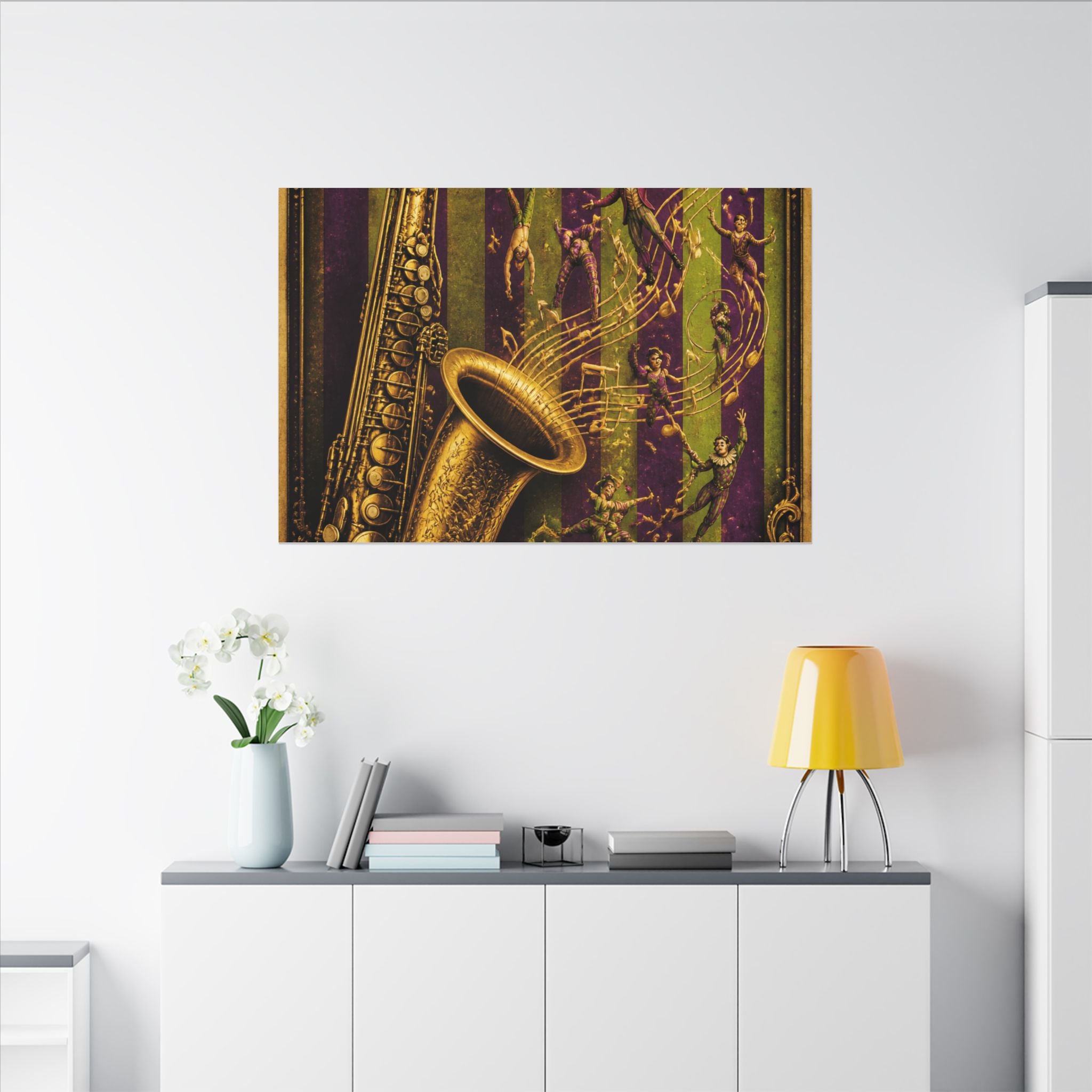 Saxophone Music Circus Wall Art Canvas 24×36 Baroque Studio Decor Maximalist Print
