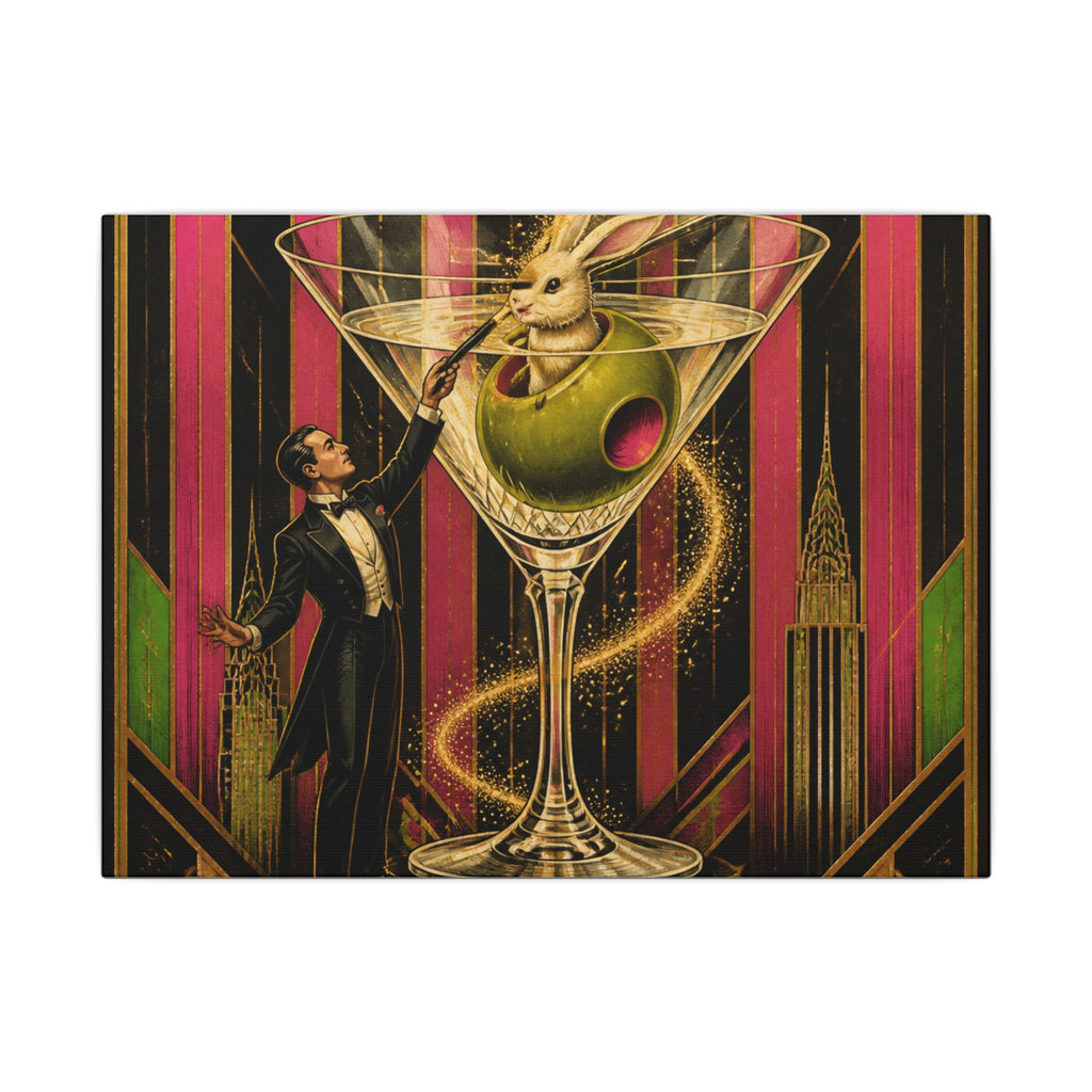 Martini Magician Wall Art Canvas 24×36 Art Deco Bar Area Decor Maximalist Print