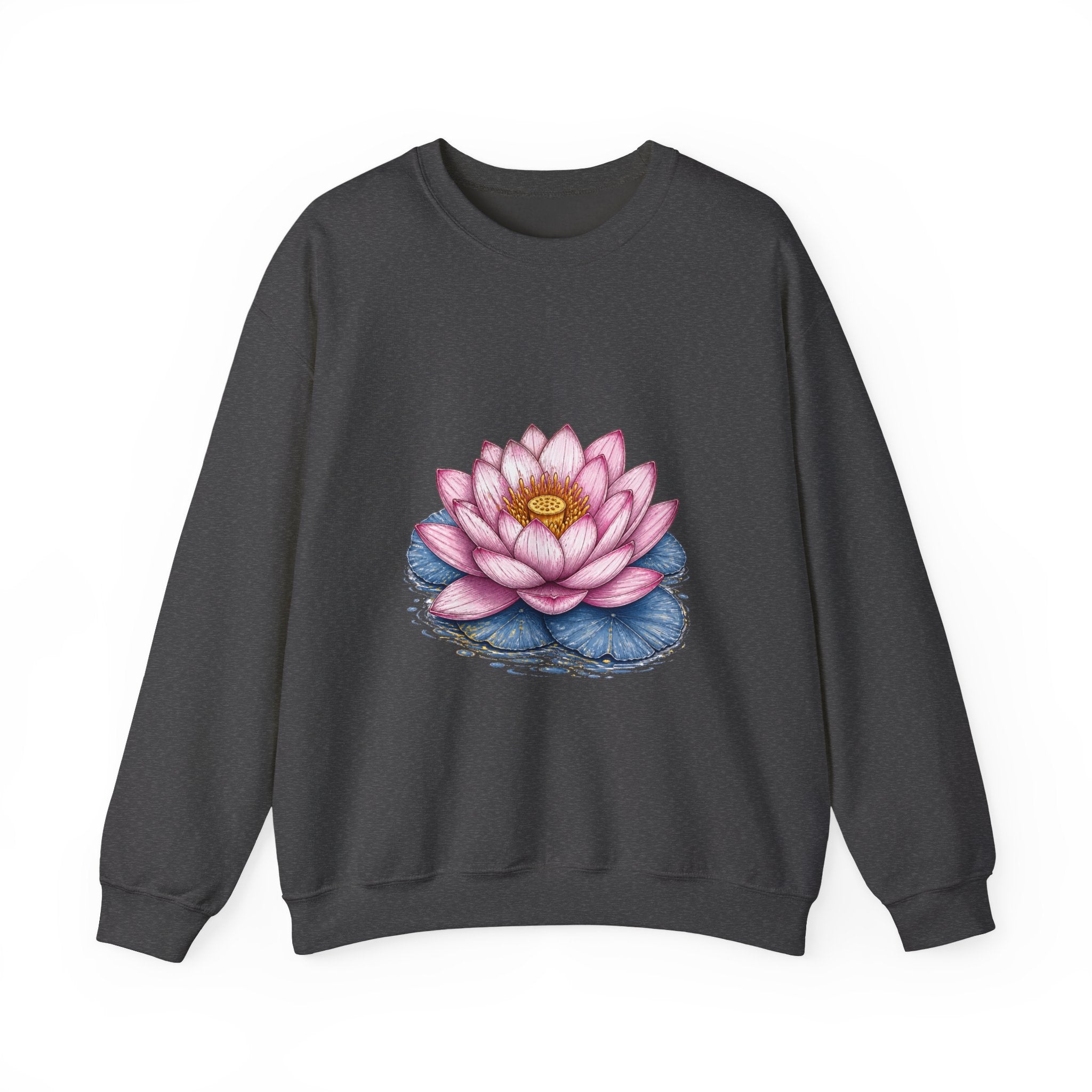 Matching Couple Sweatshirt - Open & Closed Lotus Matching Couple Comfort Colors Crew Hand-Drawn Art His Hers Anniversary Gift - Design A
