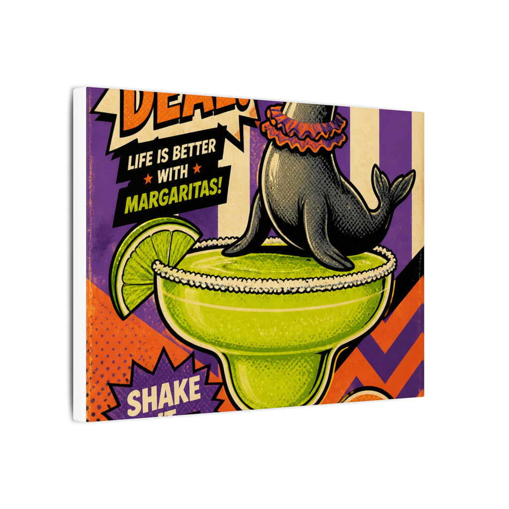 Margarita Balancing Seal Wall Art Canvas 24×36 Pop Art Restaurant Decor Maximalist Print