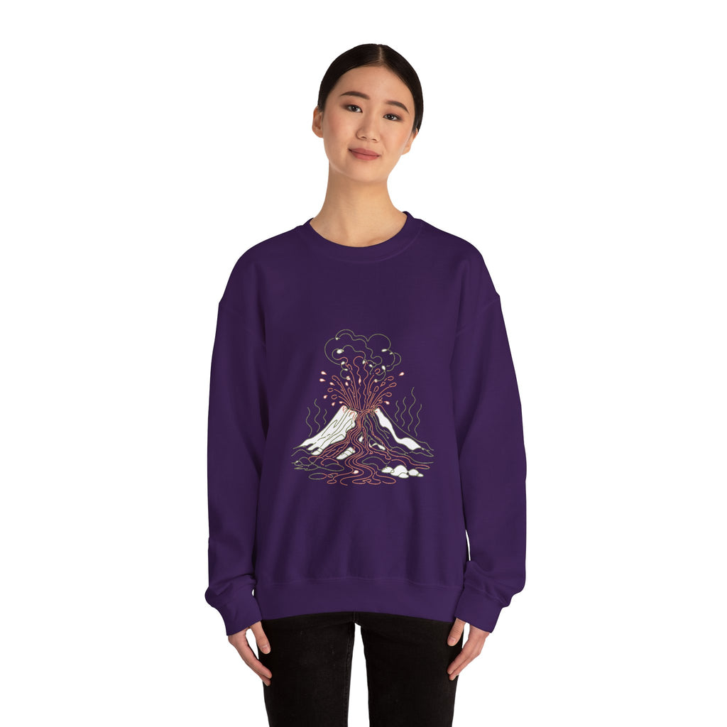 Matching Couple Sweatshirt - Volcano & Glacier Matching Couple Crewneck Sweatshirt Minimalist Art His Hers Valentine Gift - Design A