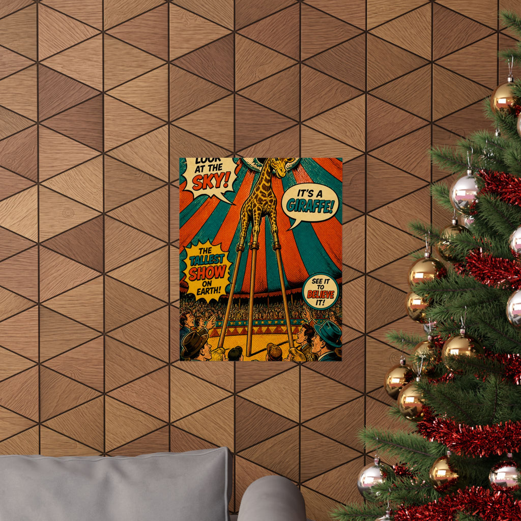Giraffe on Stilts Wall Art Poster 24×36 Pop Art Restaurant Decor Maximalist Print