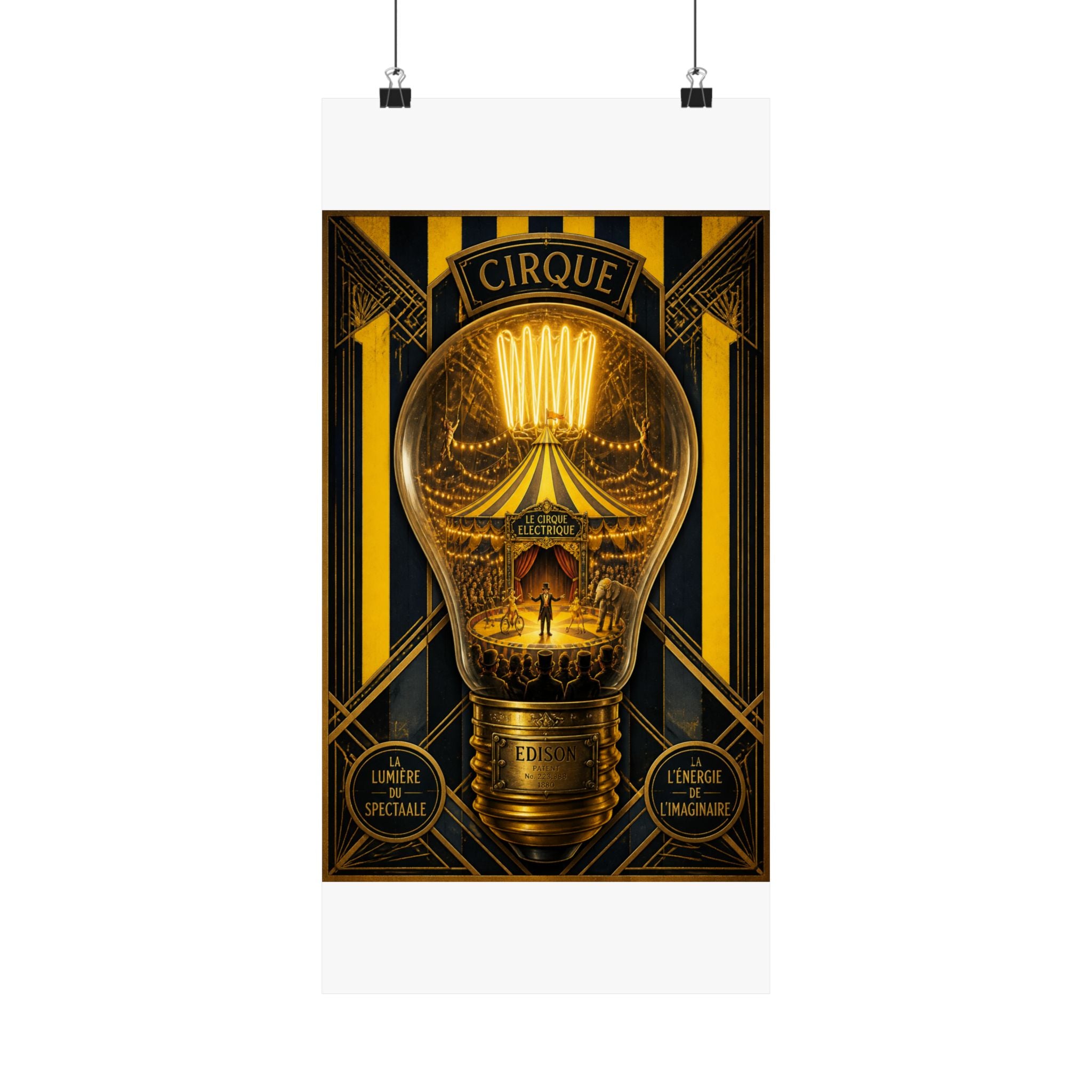 Light Bulb Circus Wall Art Poster 24×36 Art Deco Bar Area Decor Maximalist Print