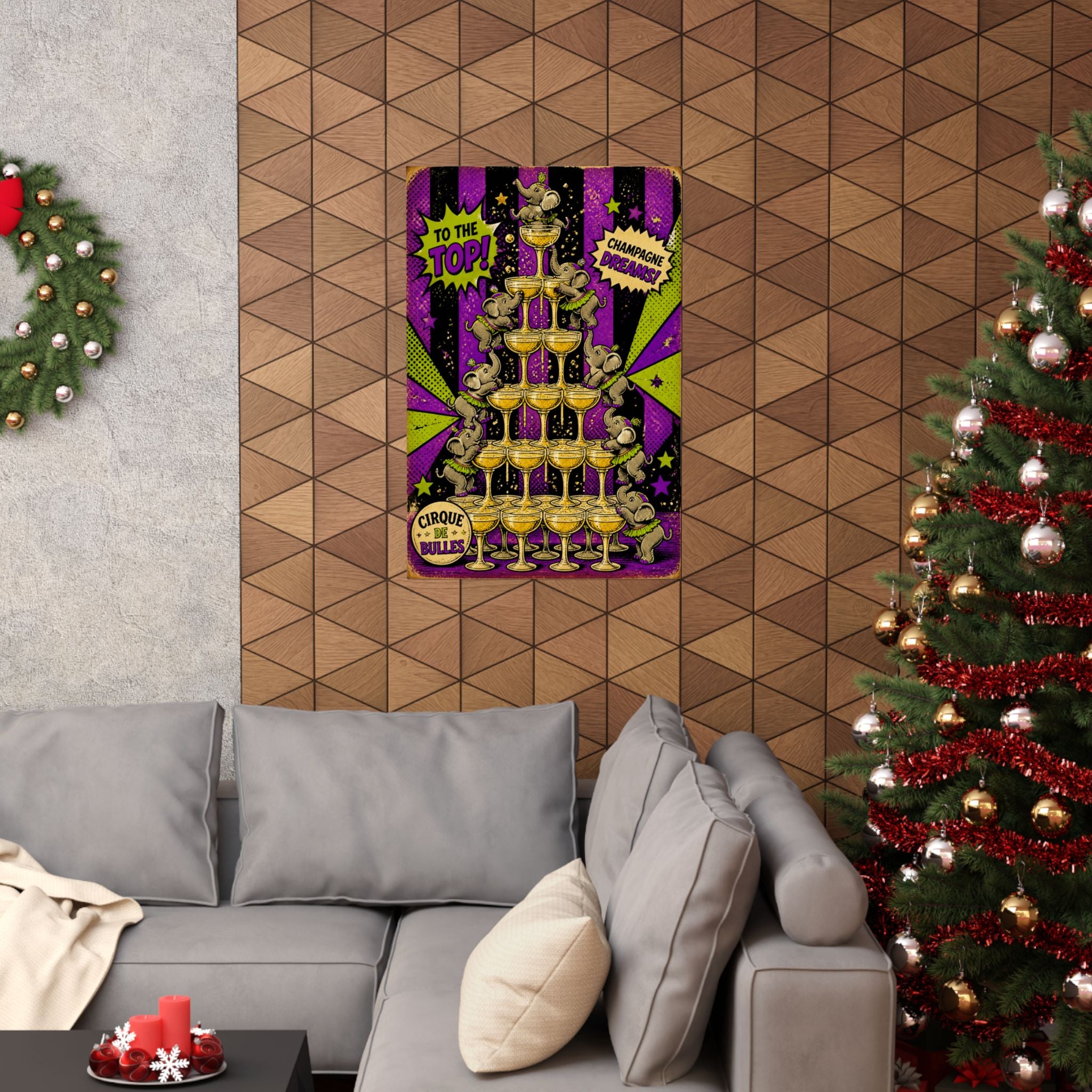 Champagne Tower Elephants Wall Art Poster 18×24 Pop Art Living Room Decor Maximalist Print
