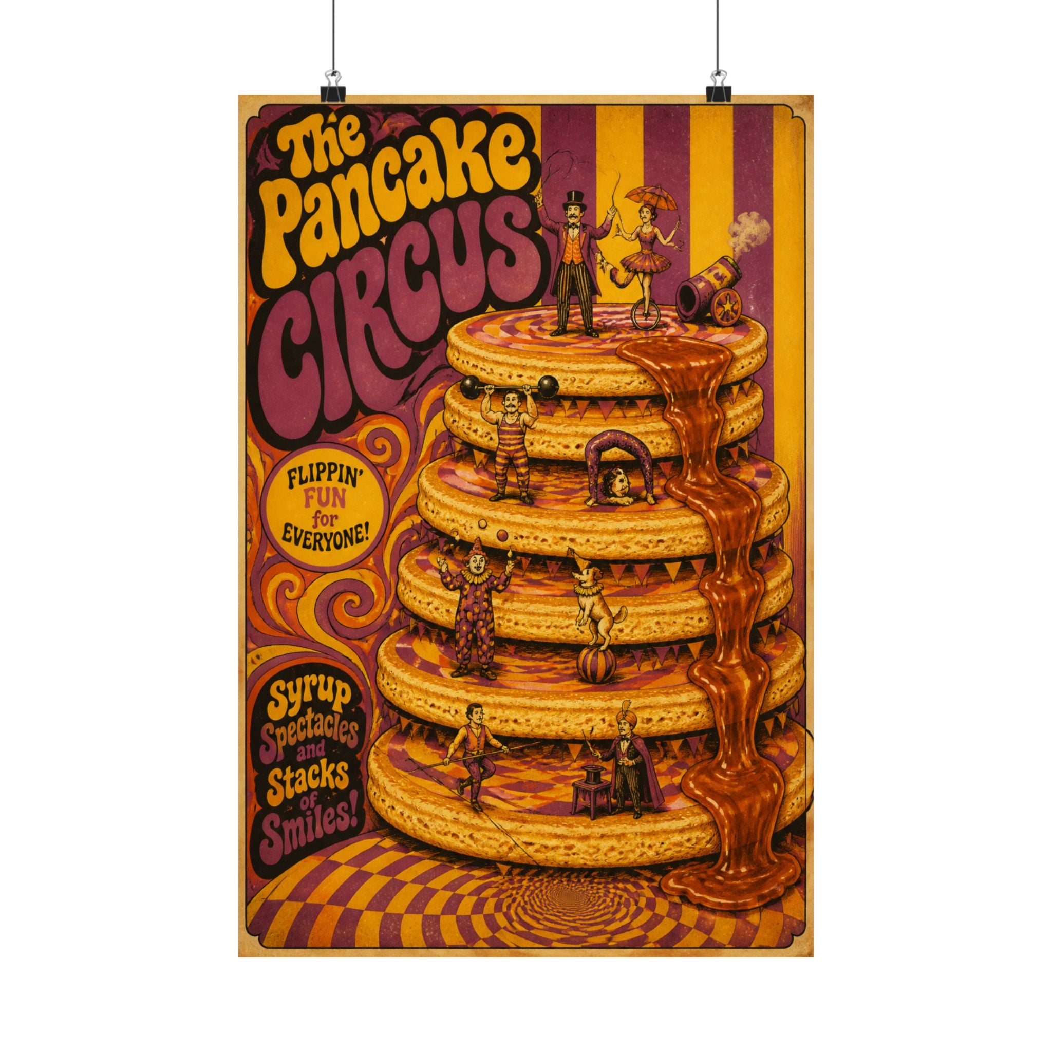 Pancake Stack Platform Wall Art Poster 24×36 Psychedelic Dining Room Decor Maximalist Print