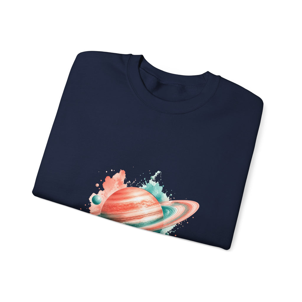 Matching Couple Sweatshirt - Saturn & Jupiter Matching Couple Premium Fleece Sweatshirt Watercolor Art His Hers Birthday Gift - Design A
