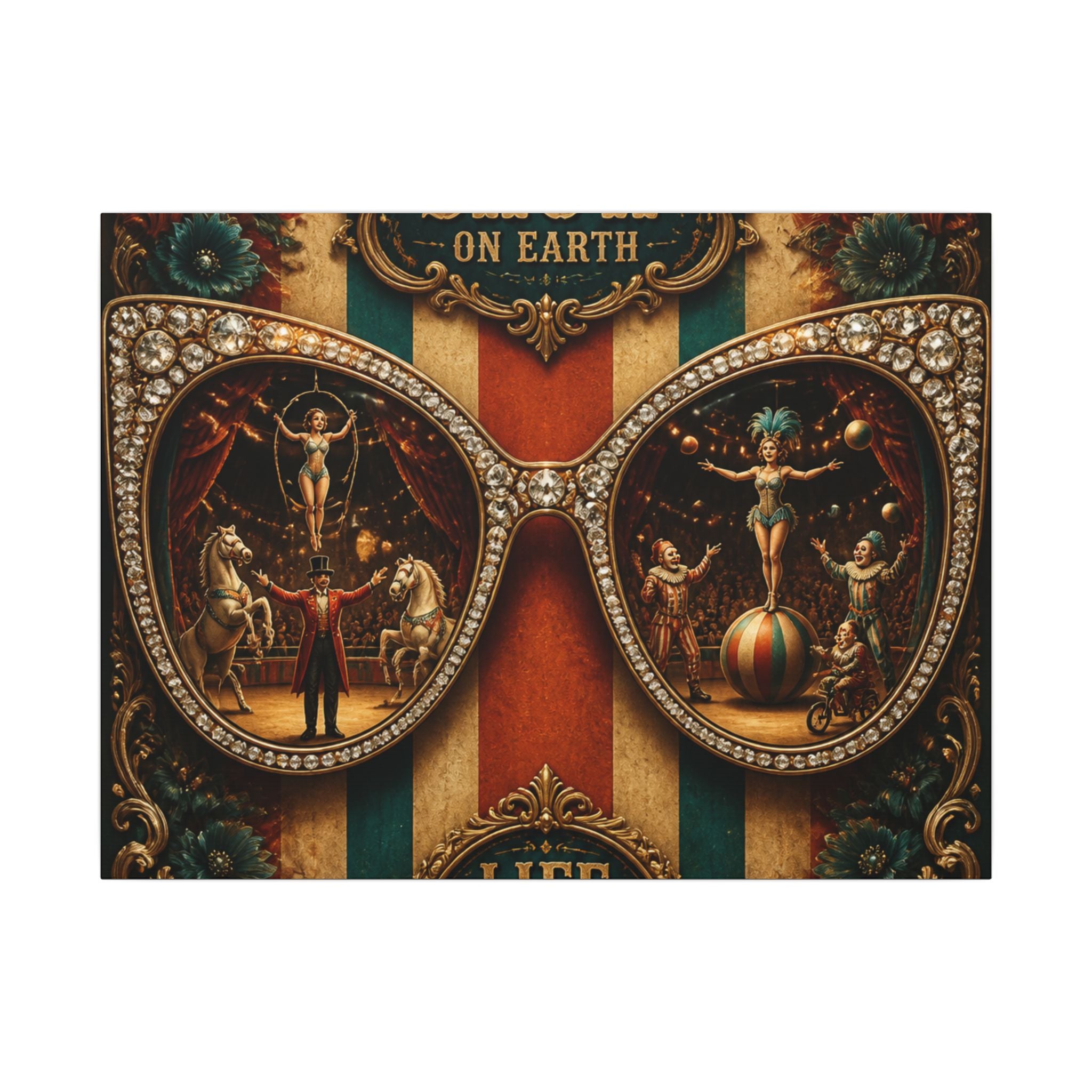 Sunglasses Circus Ring Wall Art Canvas 16×20 Baroque Home Office Decor Maximalist Print