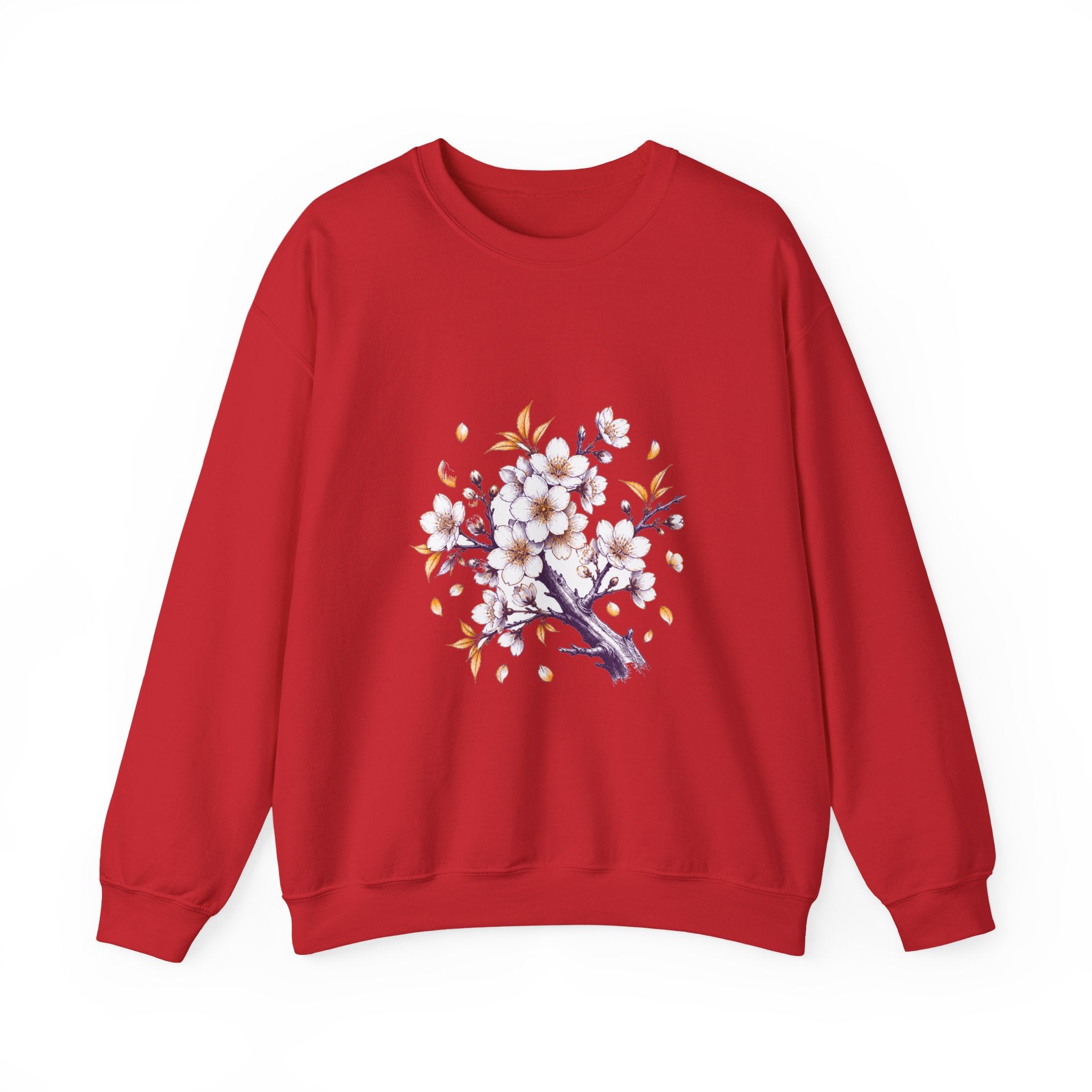 Matching Couple Sweatshirt - Cherry Blossom & Maple Leaf Matching Couple Comfort Colors Crew Hand-Drawn Art His Hers Anniversary Gift - Design A