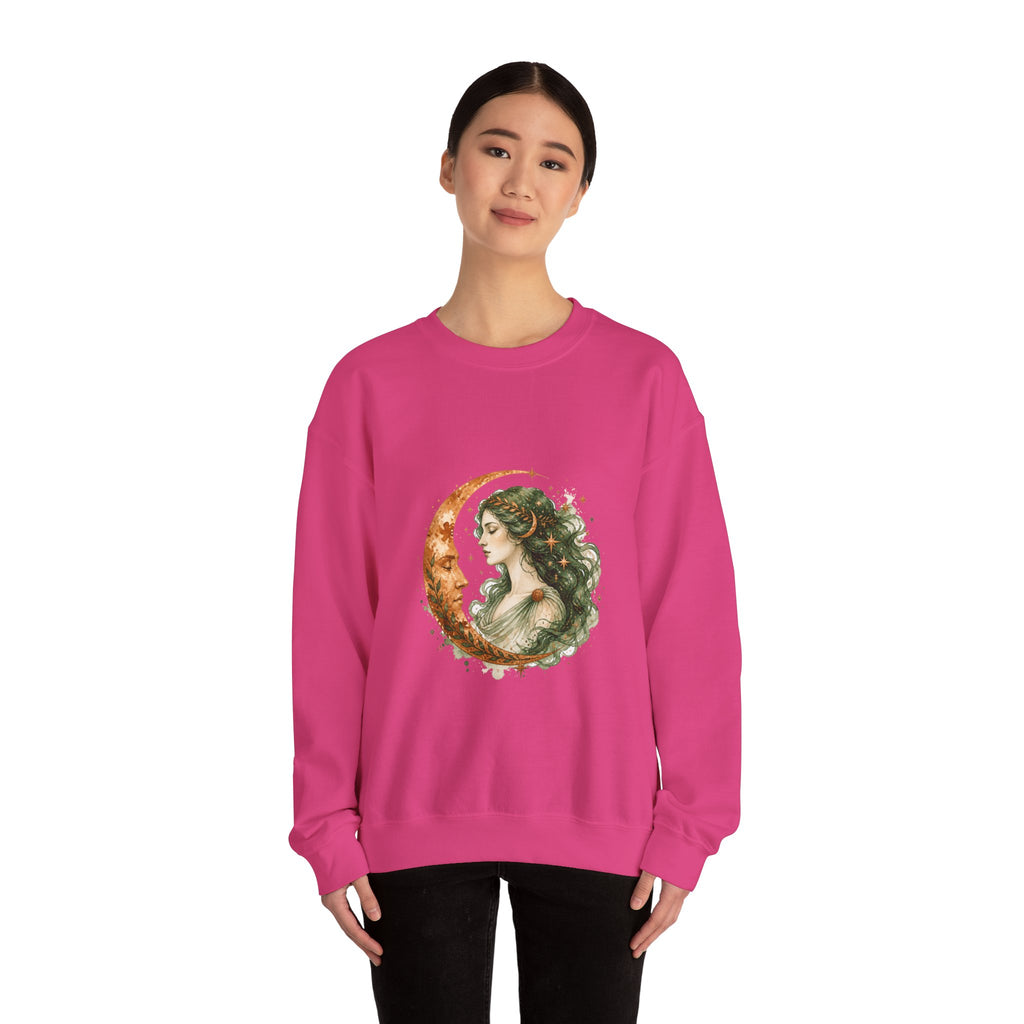 Matching Couple Sweatshirt - Helios & Selene Matching Couple Crewneck Sweatshirt Watercolor Art His Hers Engagement Gift - Design B