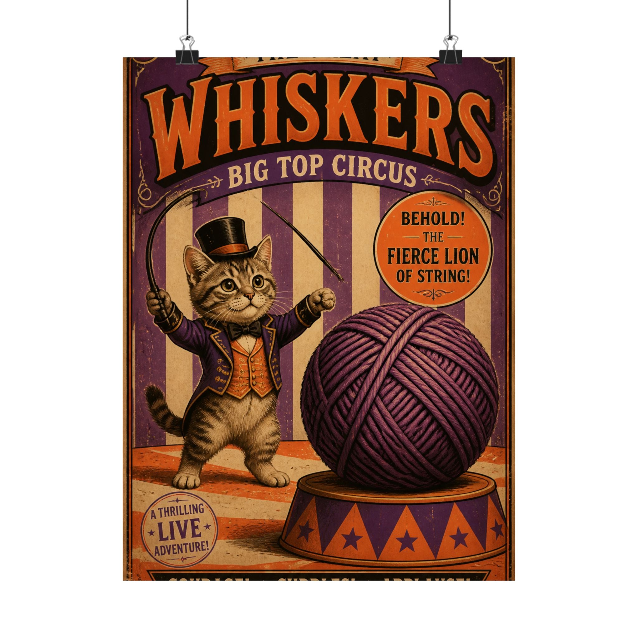 Cat Lion Tamer Wall Art Poster 24×36 Vintage Circus Bedroom Decor Maximalist Print