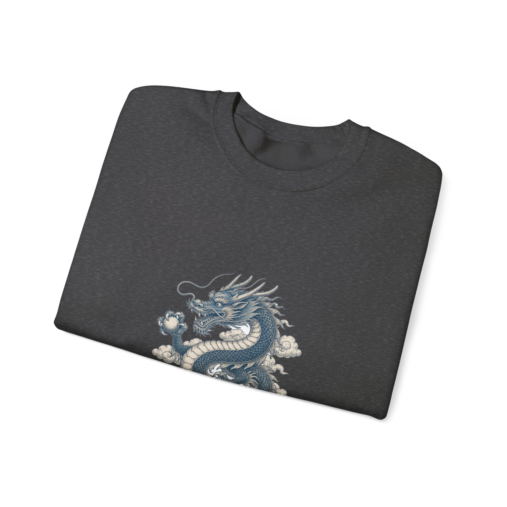 Matching Couple Sweatshirt - Dragon & Phoenix Matching Couple Crewneck Sweatshirt Vintage Art His Hers Wedding Gift - Design A