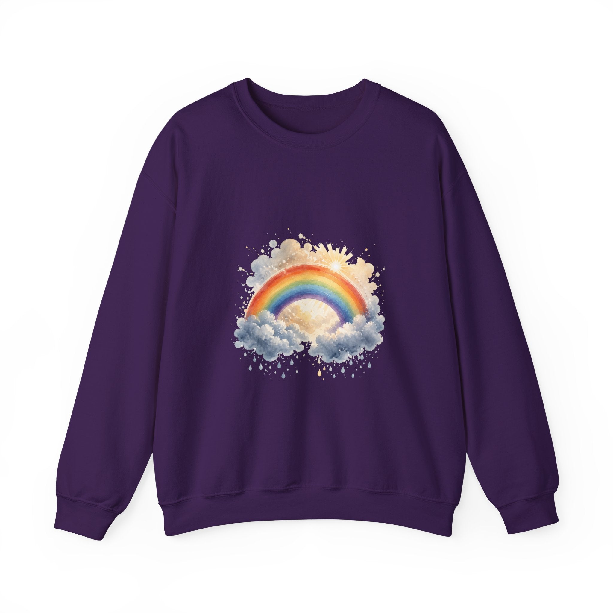Matching Couple Sweatshirt - Storm & Rainbow Matching Couple Crewneck Sweatshirt Watercolor Art His Hers Engagement Gift - Design B