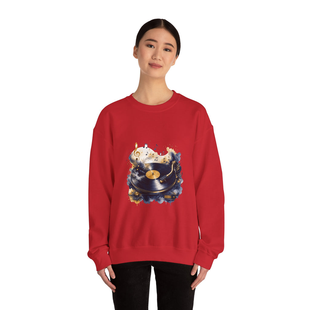 Matching Couple Sweatshirt - Vinyl & Cassette Matching Couple Crewneck Sweatshirt Watercolor Art His Hers Engagement Gift - Design A