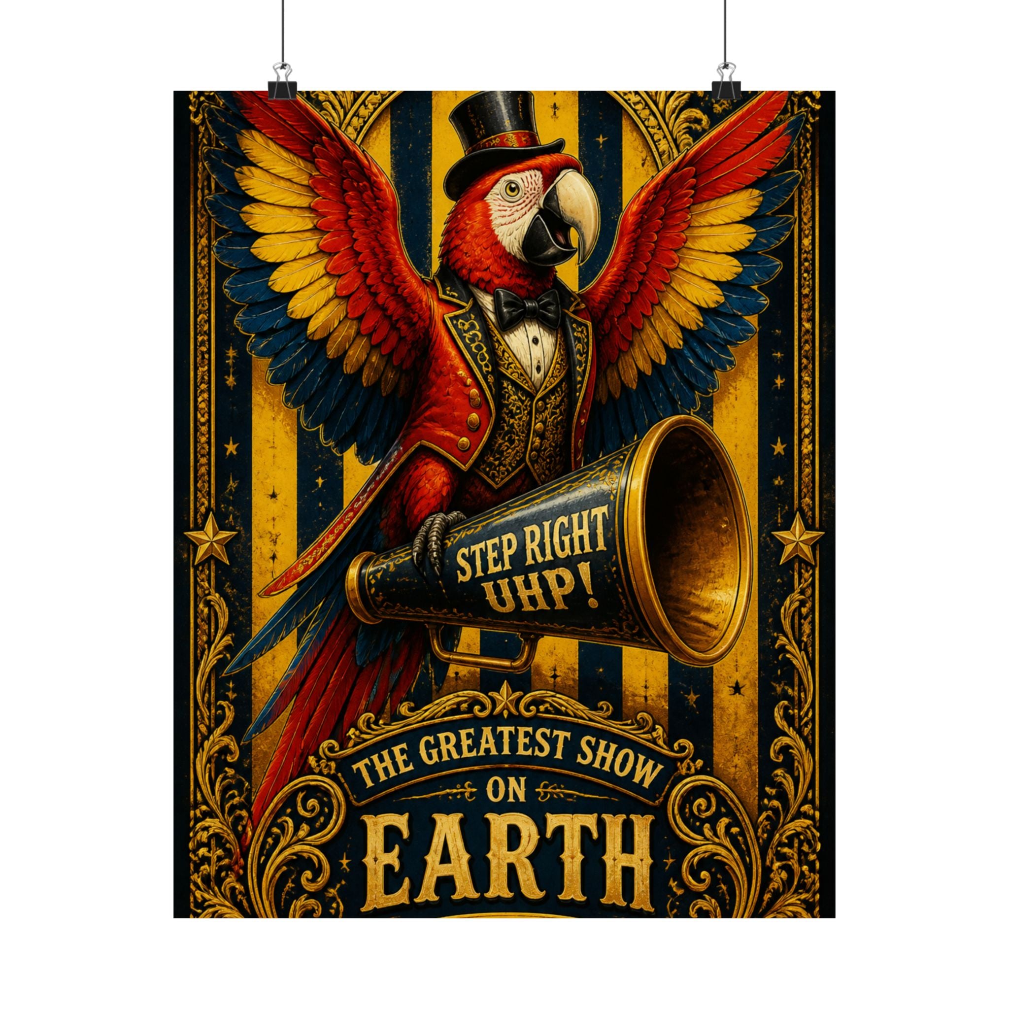Parrot Ringmaster Wall Art Poster 24×36 Baroque Studio Decor Maximalist Print