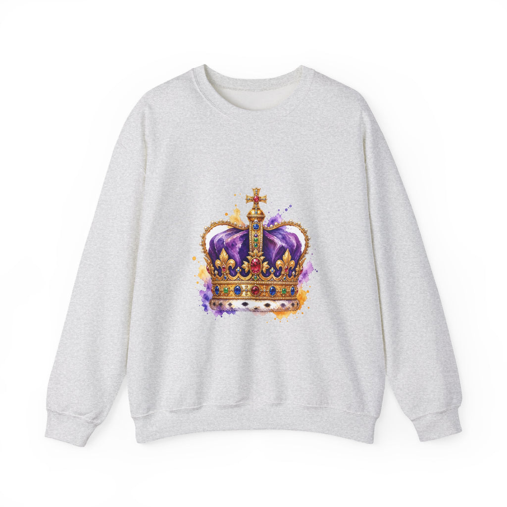 Matching Couple Sweatshirt - Crown & Shield Matching Couple Premium Fleece Sweatshirt Watercolor Art His Hers Birthday Gift - Design A