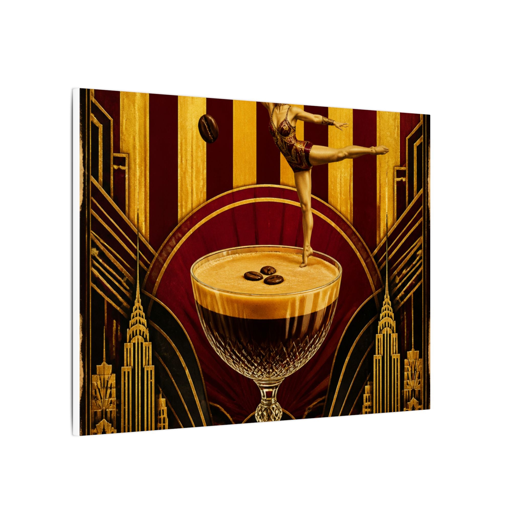 Espresso Martini Acrobat Wall Art Canvas 16×20 Art Deco Entryway Decor Maximalist Print