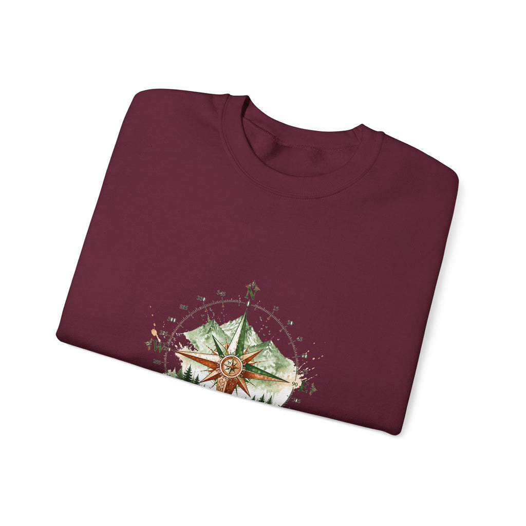 Matching Couple Sweatshirt - Compass North & South Matching Couple Comfort Colors Crew Watercolor Art His Hers Birthday Gift - Design B