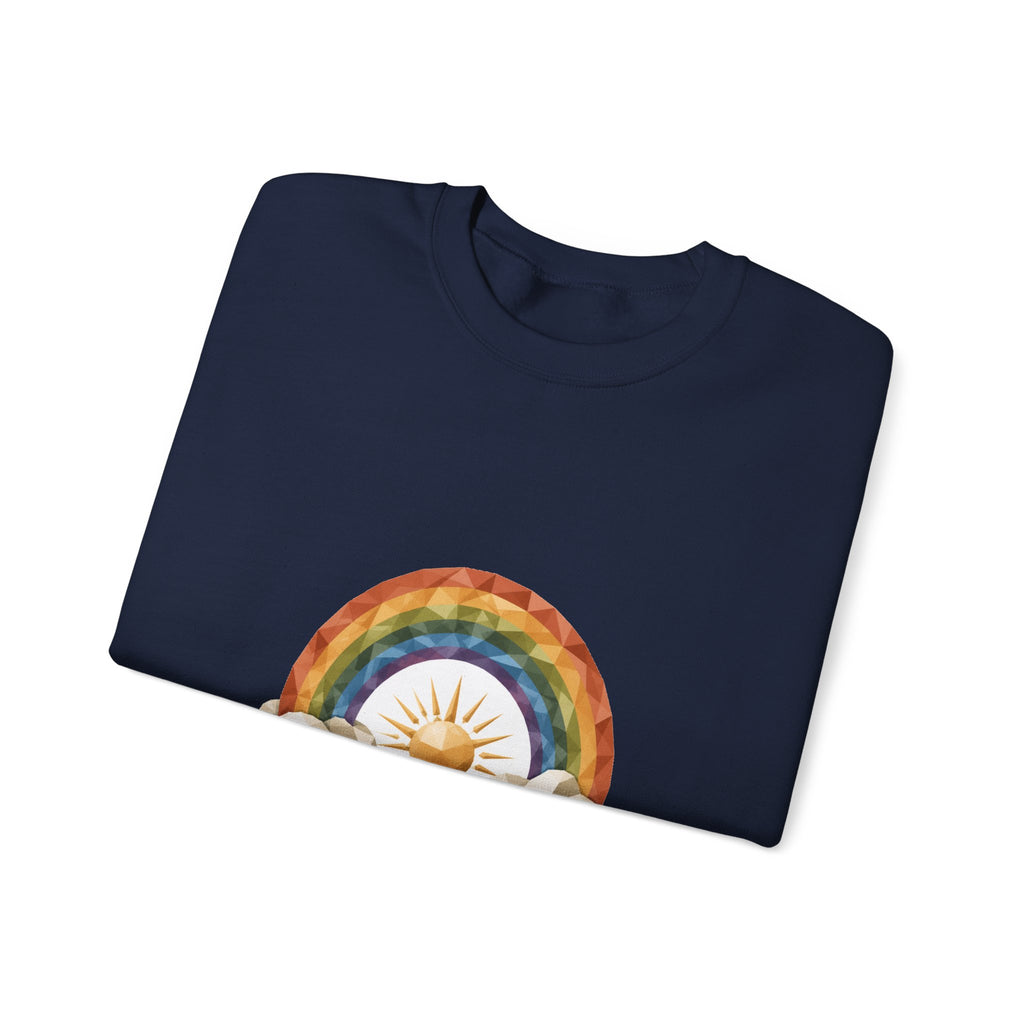 Matching Couple Sweatshirt - Storm & Rainbow Matching Couple Premium Fleece Sweatshirt Geometric Art His Hers Love Gift - Design B