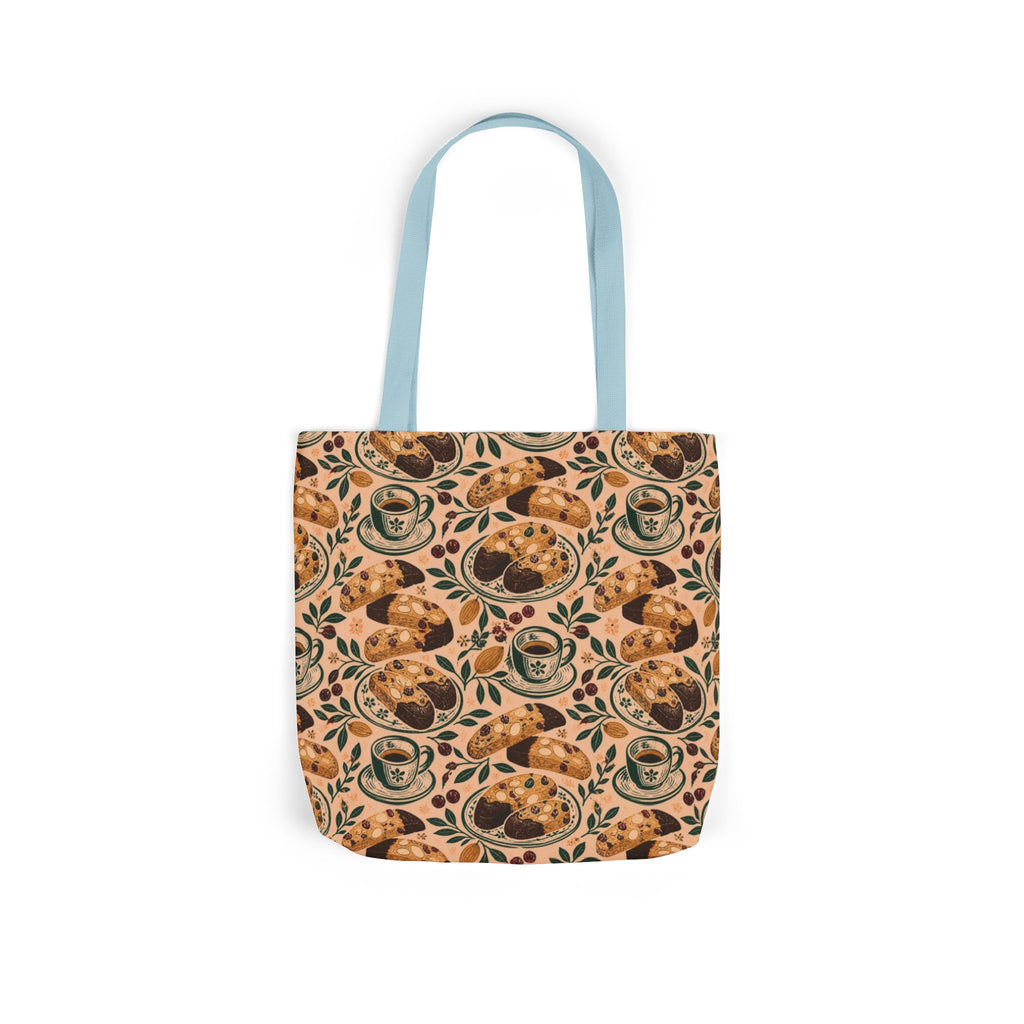 Almond Biscotti Canvas Tote Bag Mediterranean Kitchen Linocut Design Italian Cottagecore Gift
