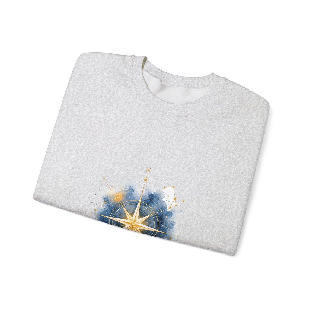 Matching Couple Sweatshirt - Shooting Star & North Star Matching Couple Comfort Colors Crew Watercolor Art His Hers Birthday Gift - Design B