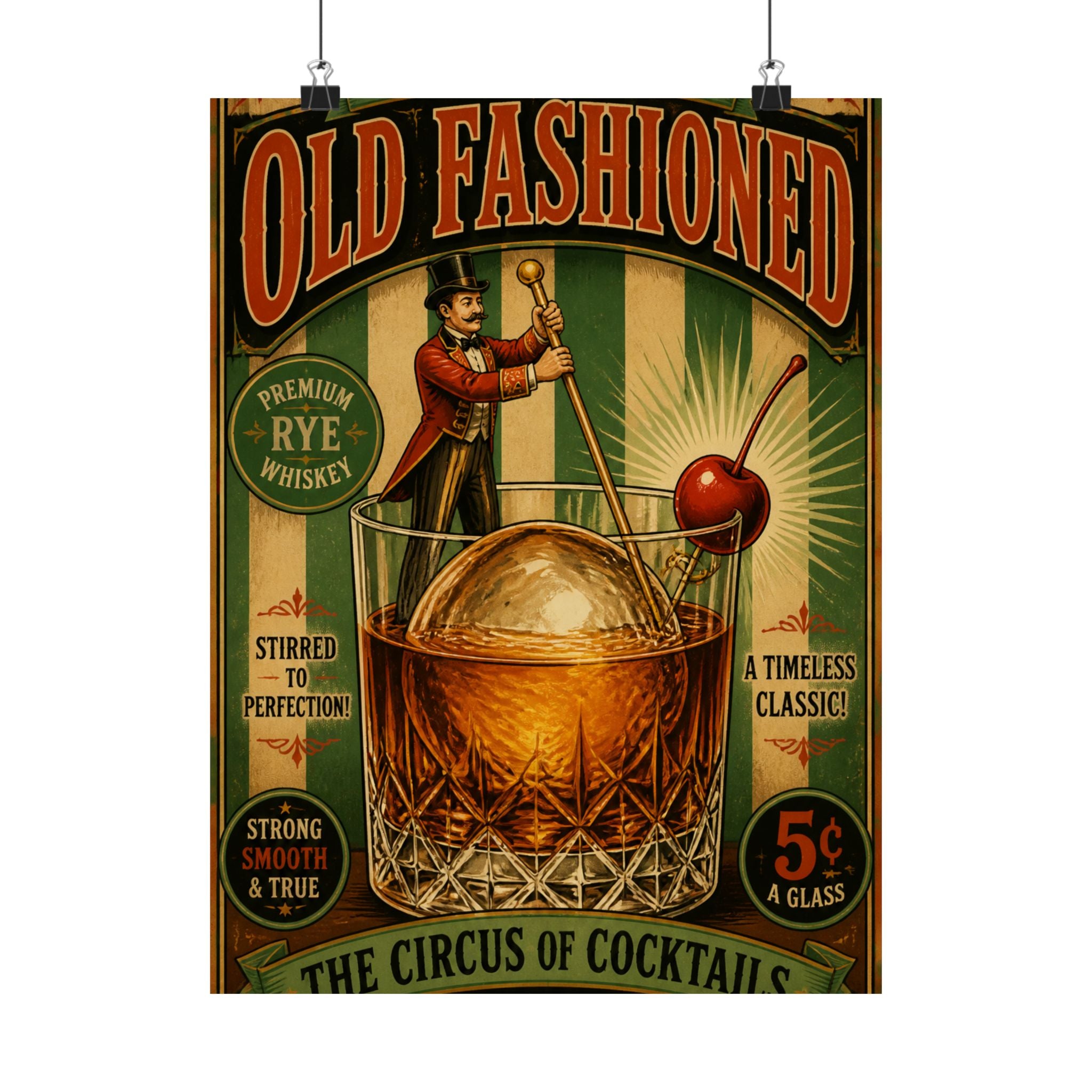 Old Fashioned Ringmaster Wall Art Poster 24×36 Vintage Circus Bedroom Decor Maximalist Print