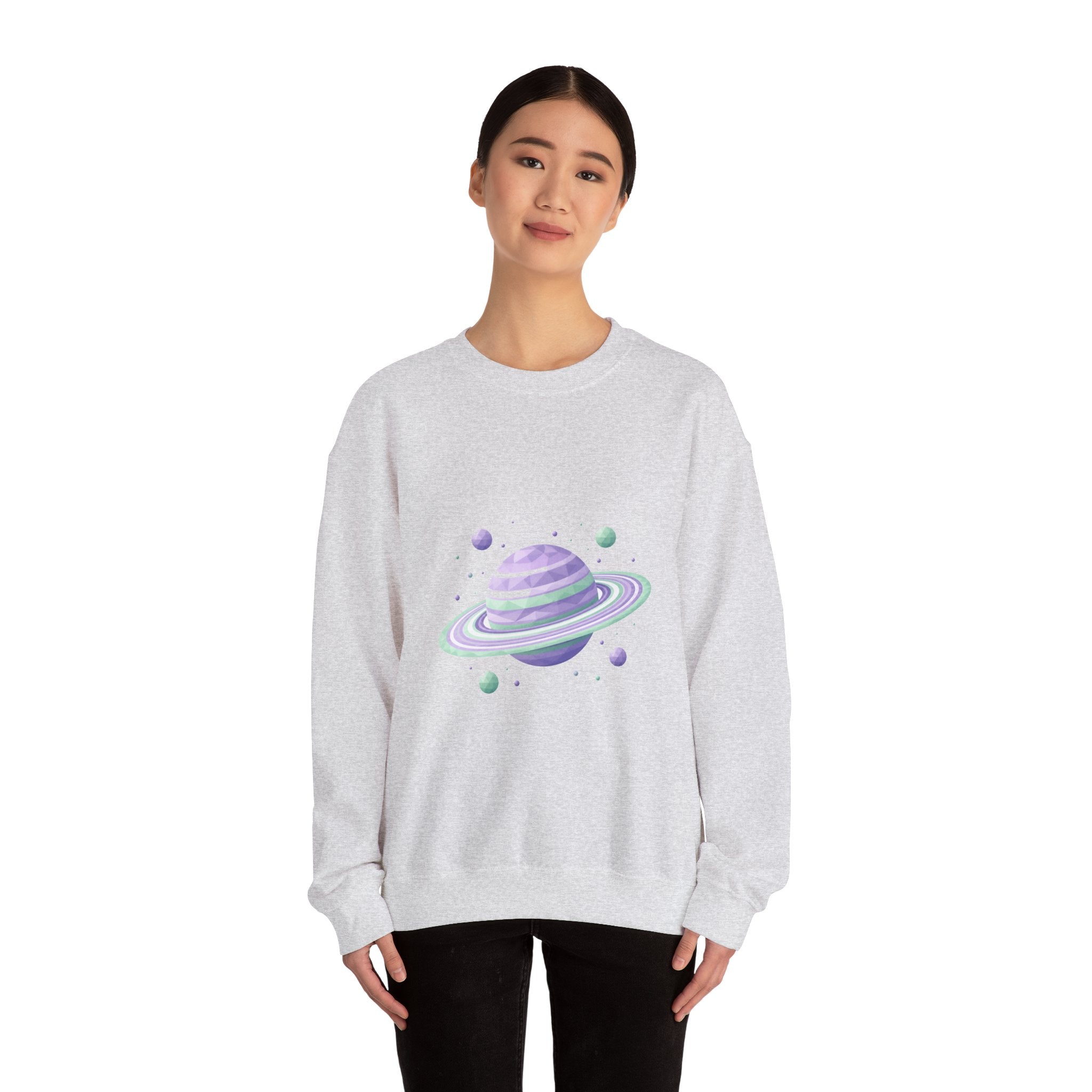 Matching Couple Sweatshirt - Saturn & Jupiter Matching Couple Crewneck Sweatshirt Geometric Art His Hers Couple Gift - Design A