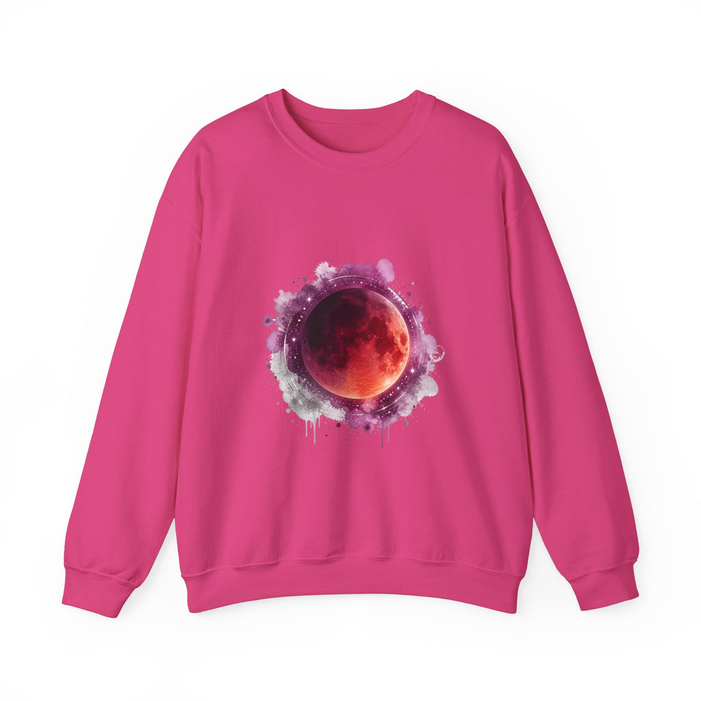Matching Couple Sweatshirt - Solar & Lunar Eclipse Matching Couple Premium Fleece Sweatshirt Watercolor Art His Hers Birthday Gift - Design B