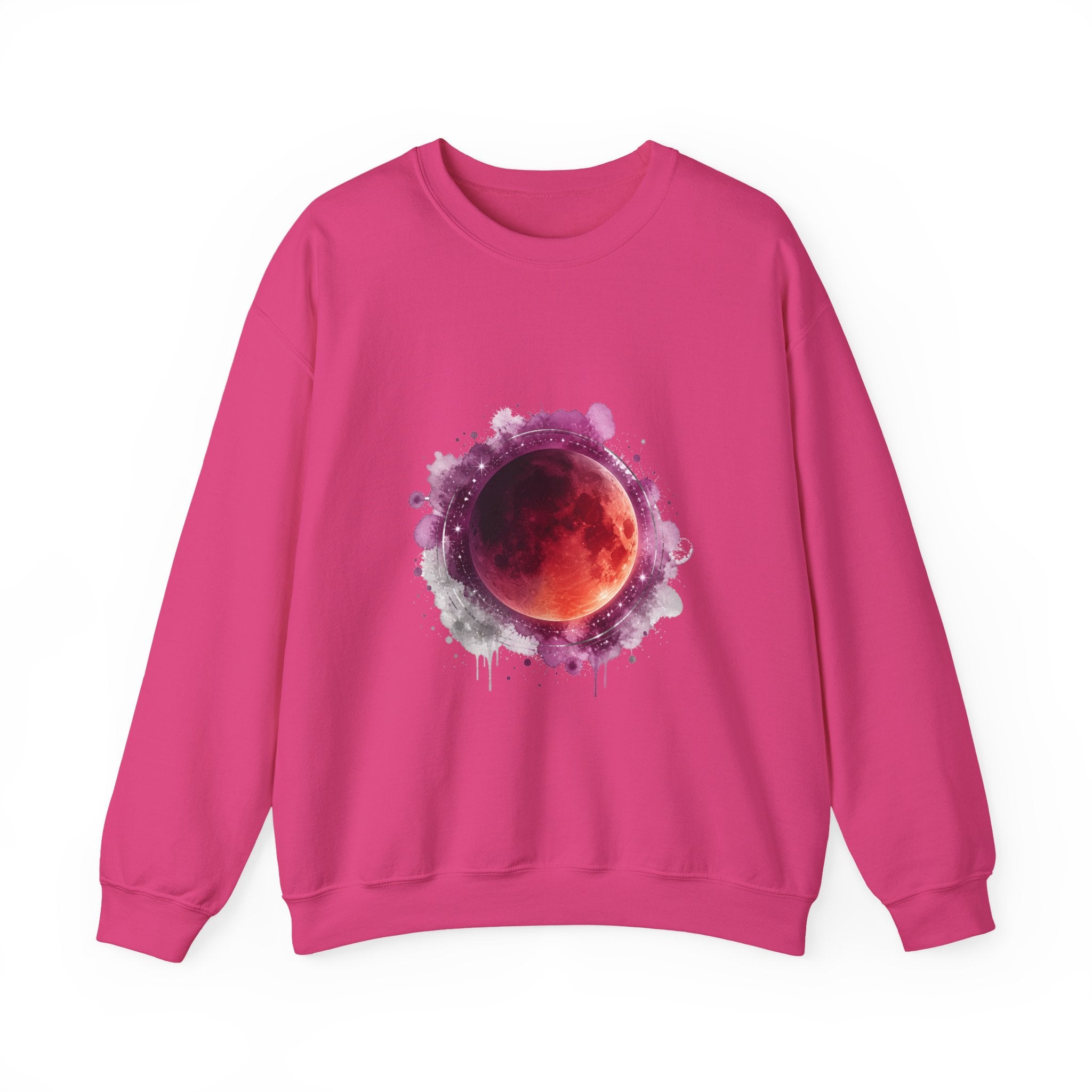 Matching Couple Sweatshirt - Solar & Lunar Eclipse Matching Couple Premium Fleece Sweatshirt Watercolor Art His Hers Birthday Gift - Design B