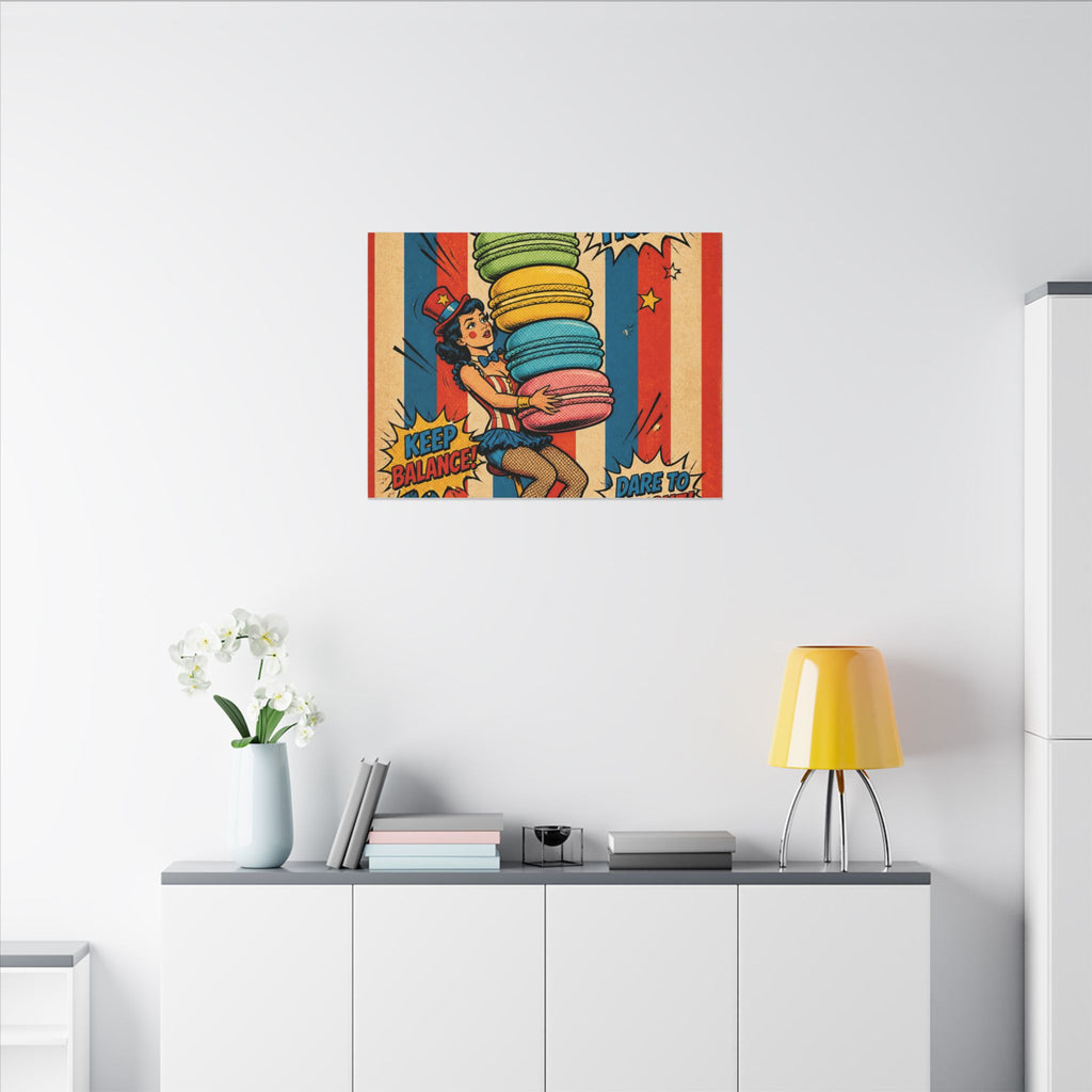Macaron Balancing Tower Wall Art Canvas 24×36 Pop Art Restaurant Decor Maximalist Print