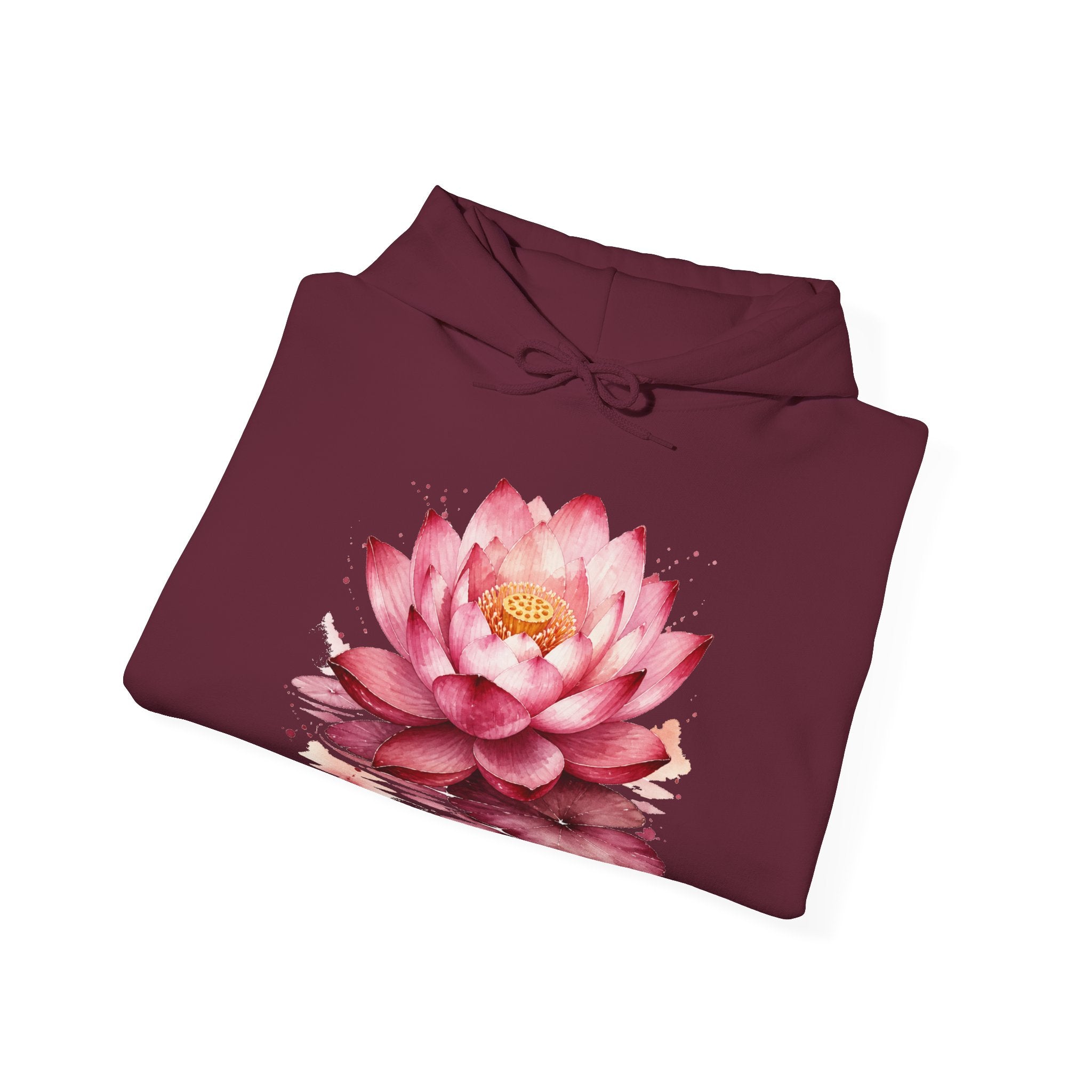 Matching Couple Sweatshirt - Open & Closed Lotus Matching Couple Hooded Sweatshirt Watercolor Art His Hers Engagement Gift - Design A