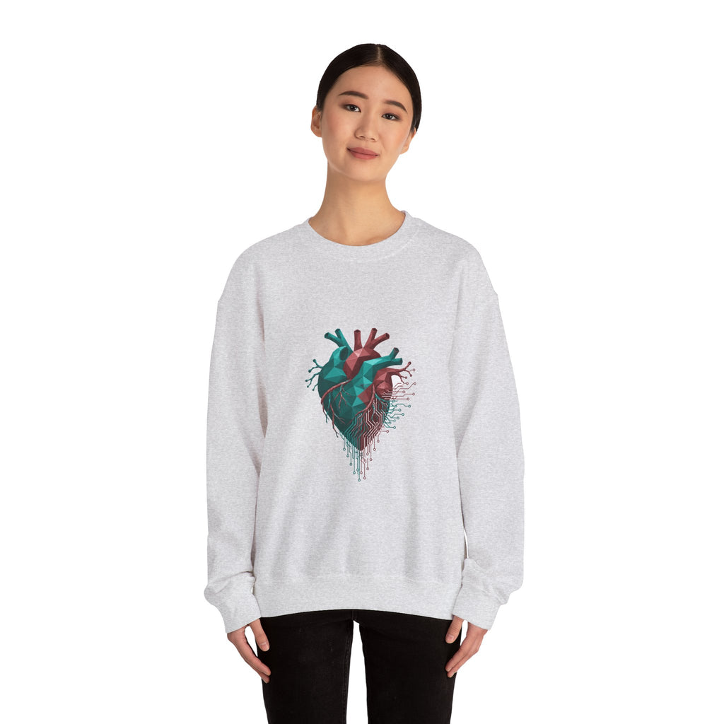 Matching Couple Sweatshirt - Robot & Heart Matching Couple Comfort Colors Crew Geometric Art His Hers Love Gift - Design B