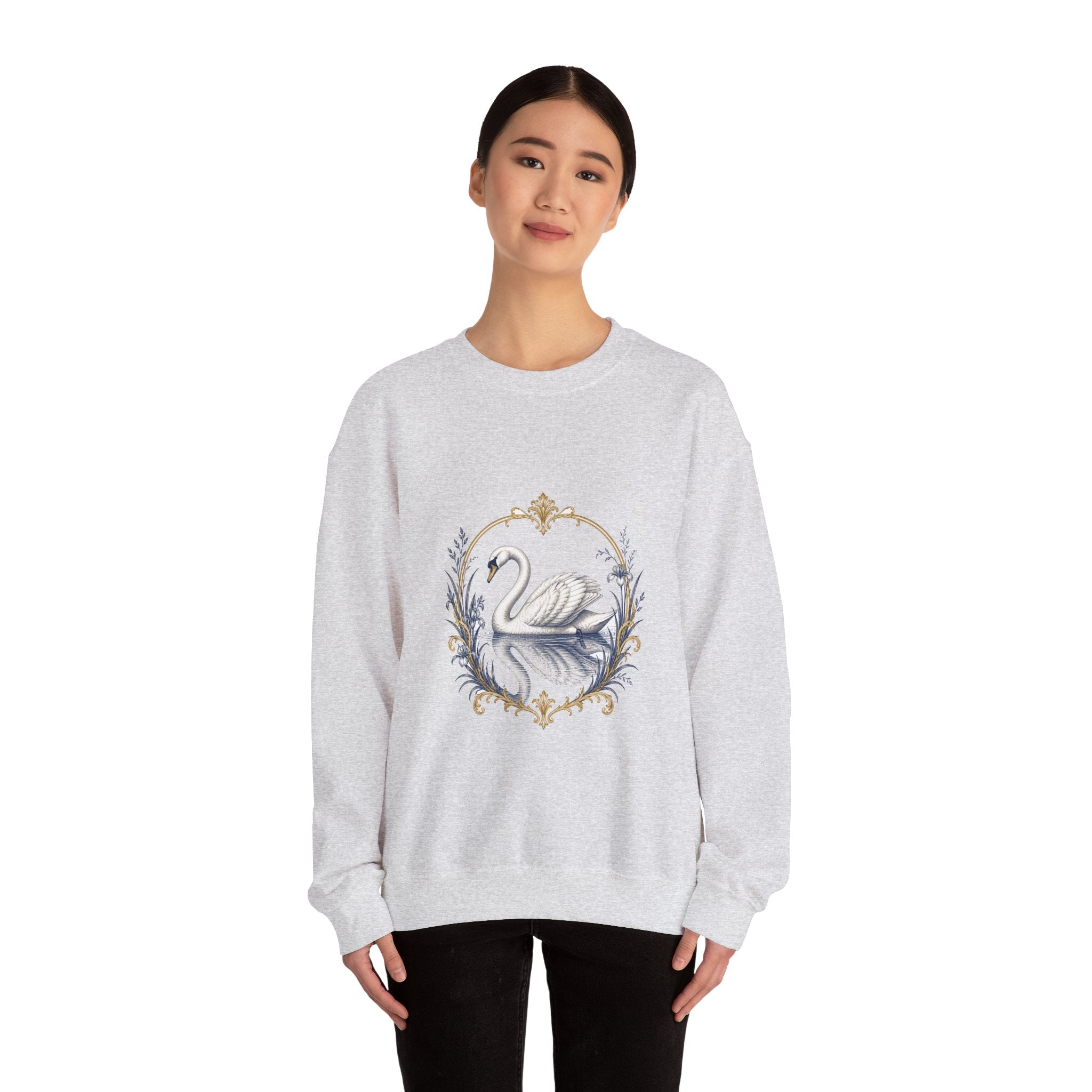 Matching Couple Sweatshirt - Raven & Swan Matching Couple Premium Fleece Sweatshirt Vintage Art His Hers Honeymoon Gift - Design B