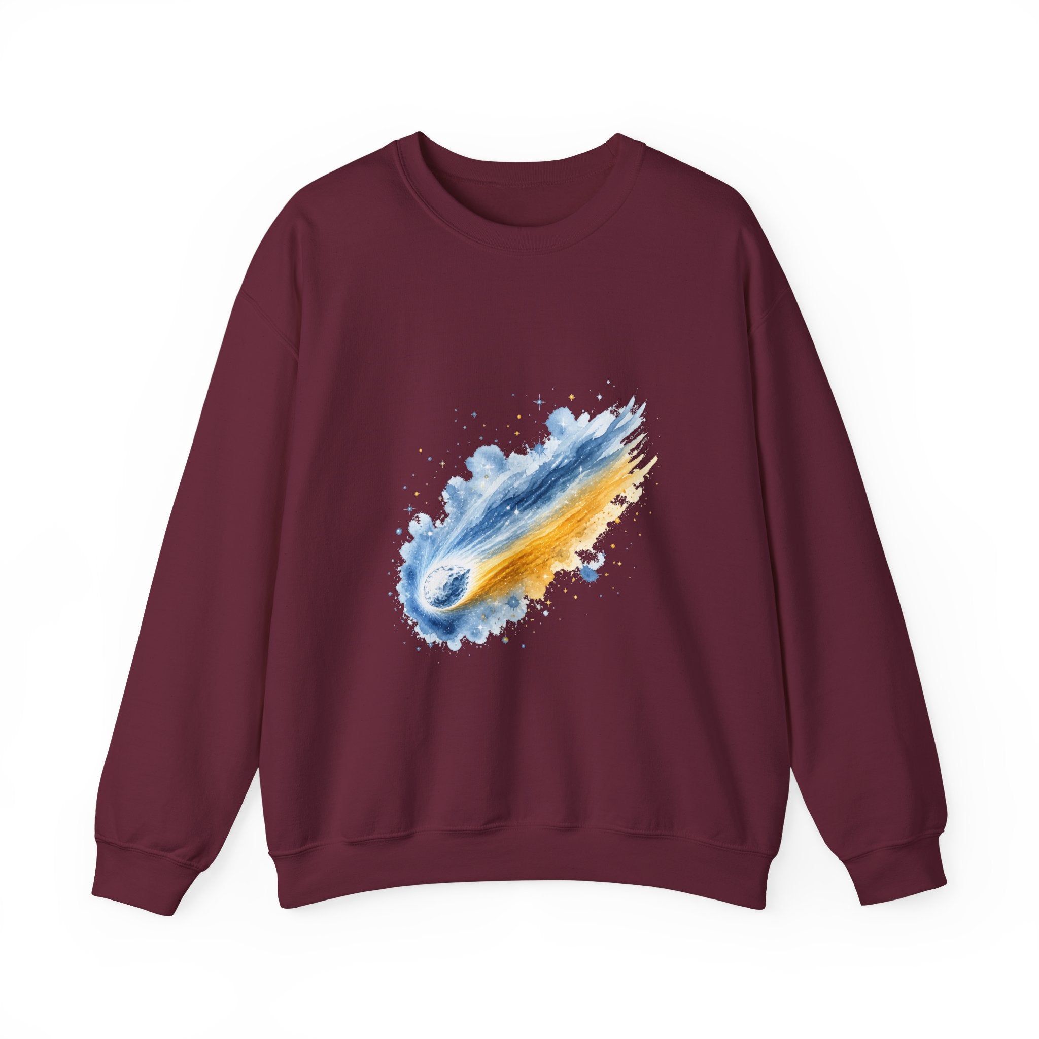 Matching Couple Sweatshirt - Comet & Asteroid Matching Couple Crewneck Sweatshirt Watercolor Art His Hers Engagement Gift - Design A