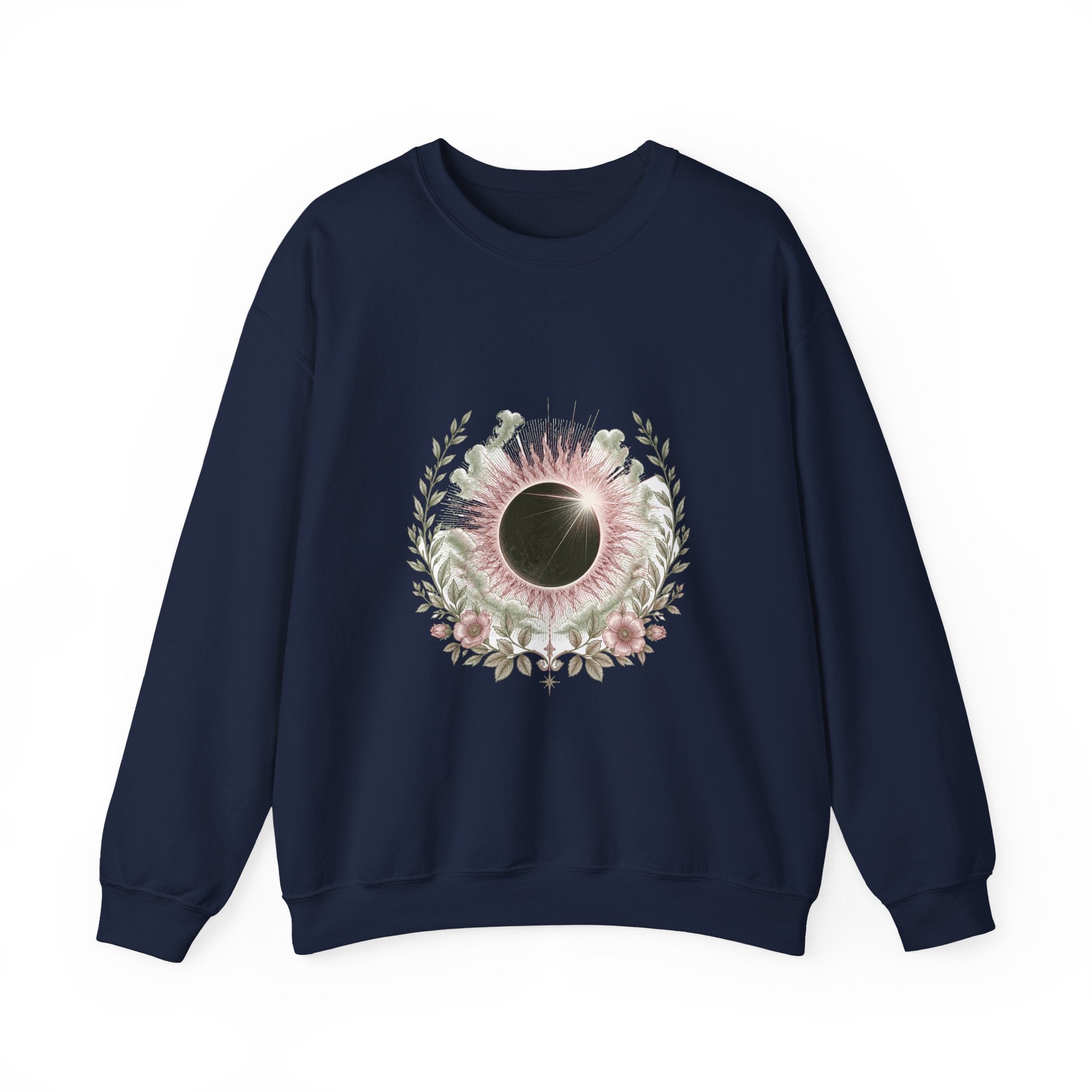 Matching Couple Sweatshirt - Solar & Lunar Eclipse Matching Couple Crewneck Sweatshirt Vintage Art His Hers Wedding Gift - Design A